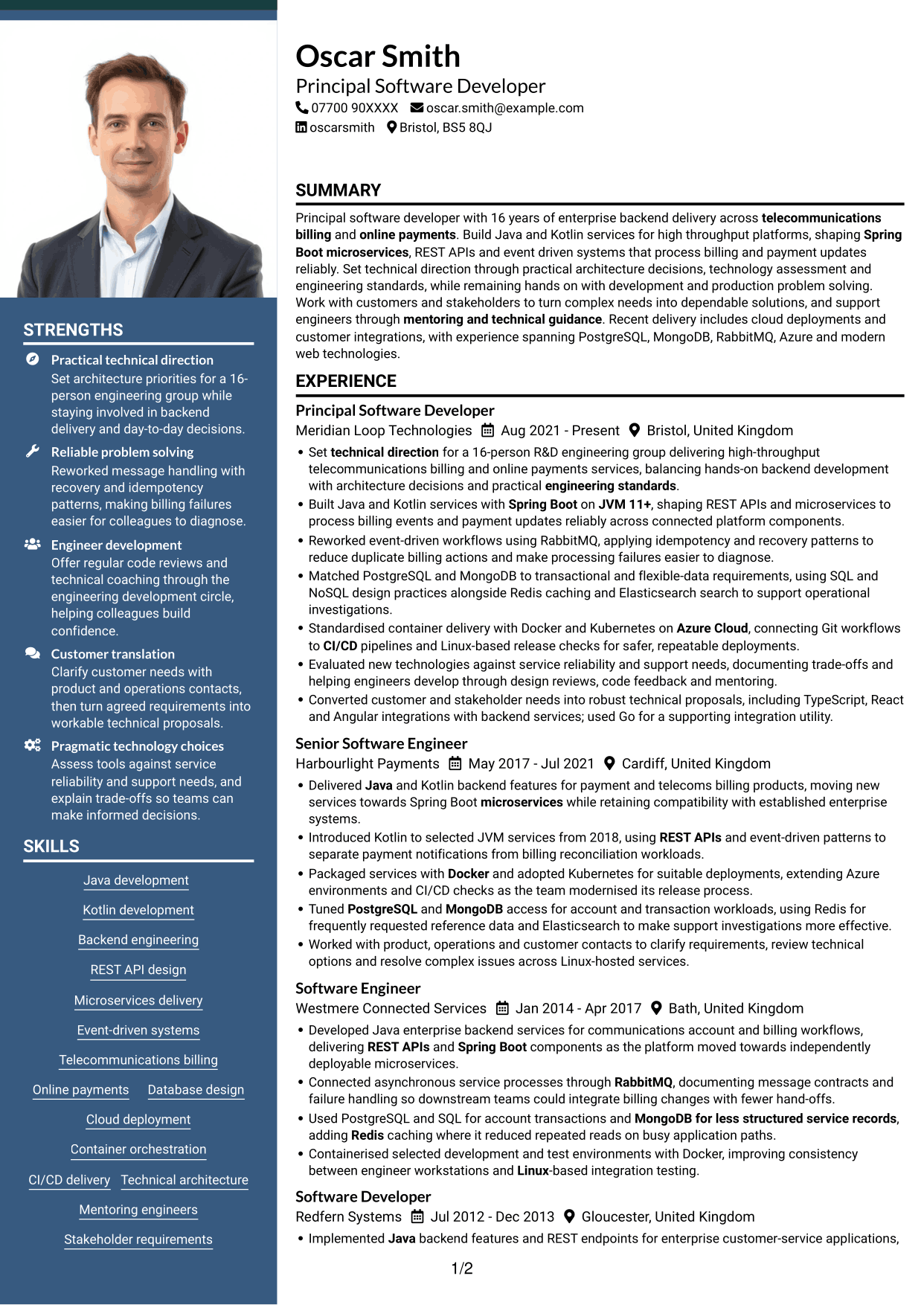 CV example — page 1