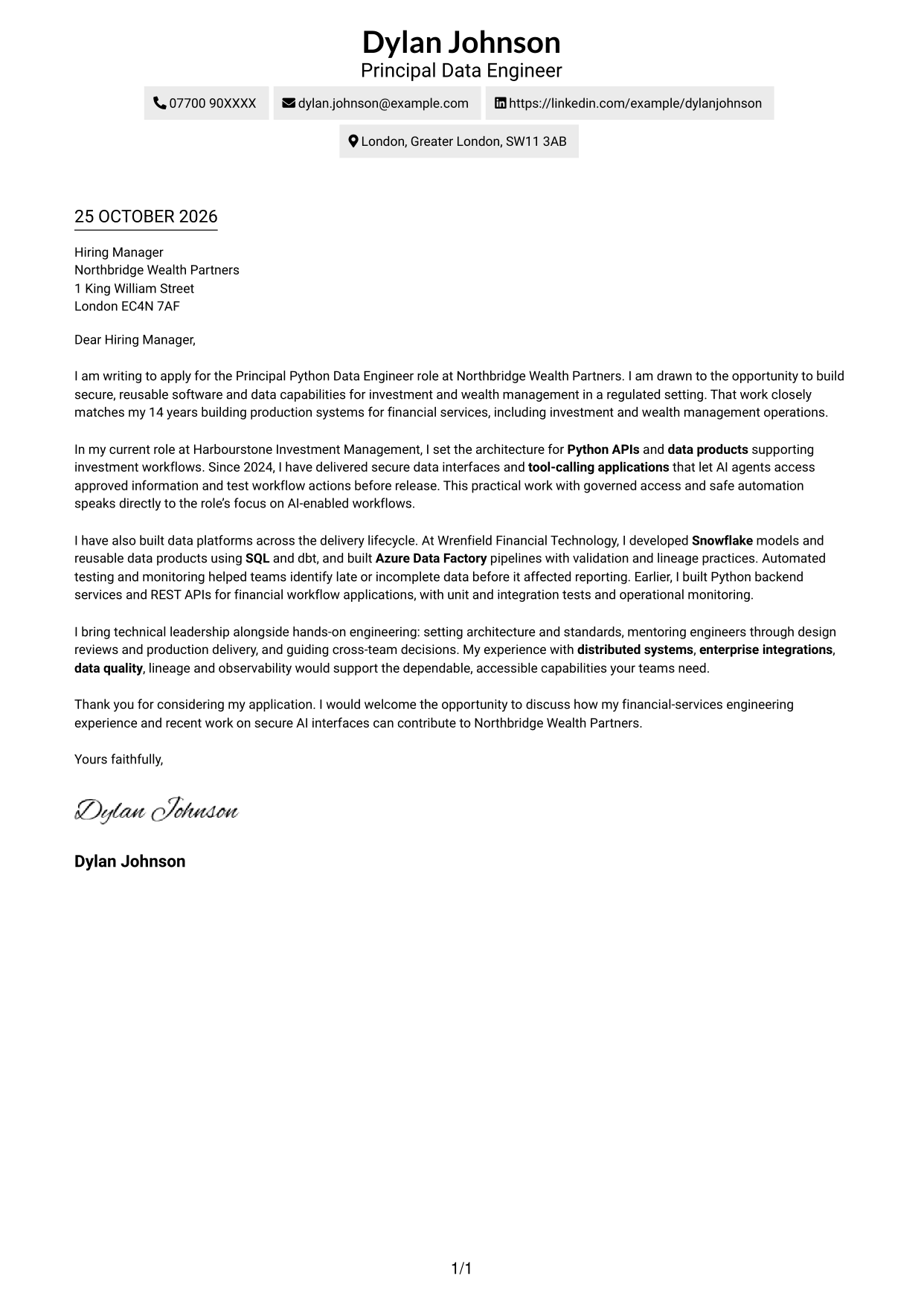Cover letter example — page 1