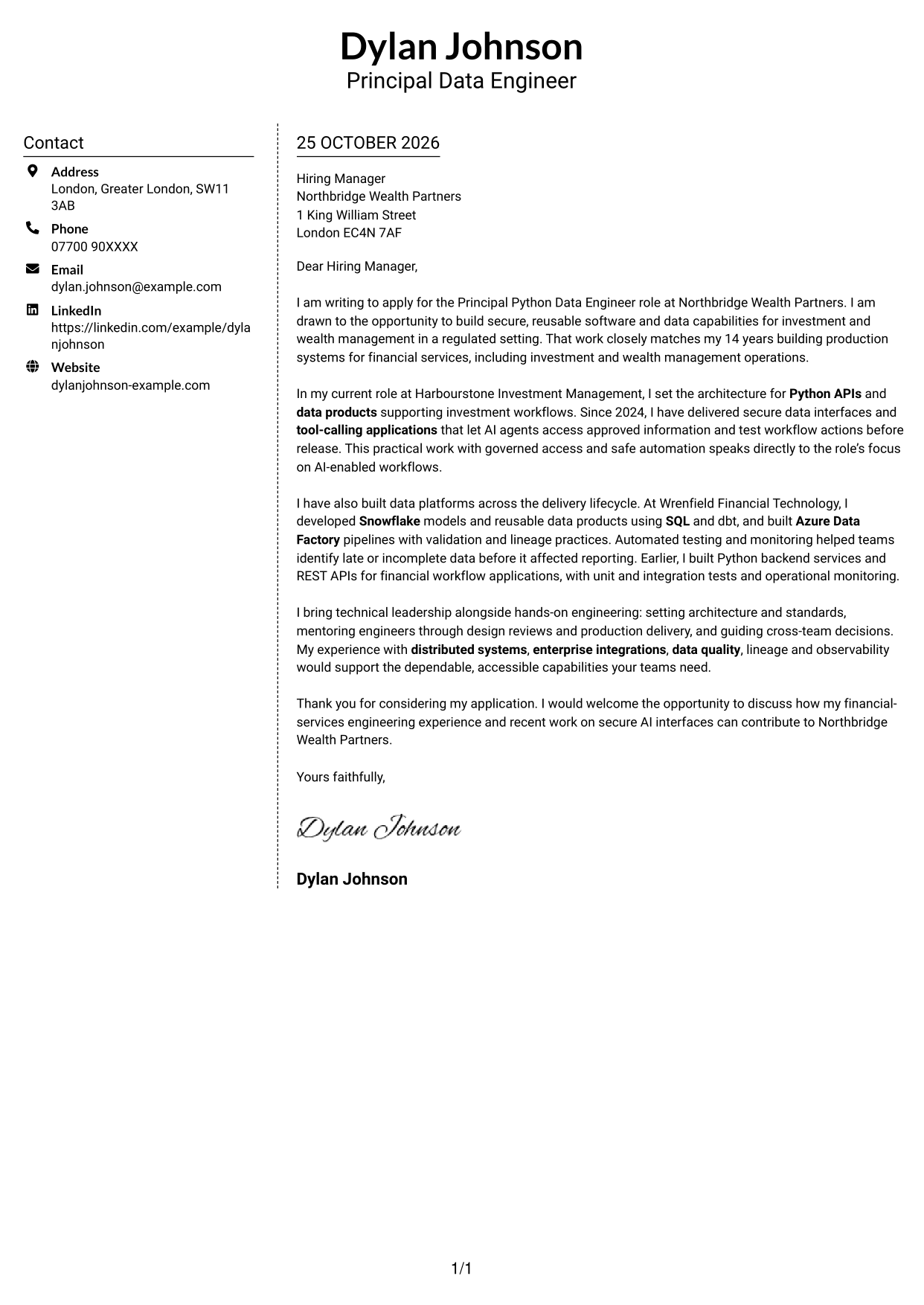 Cover letter example — page 1