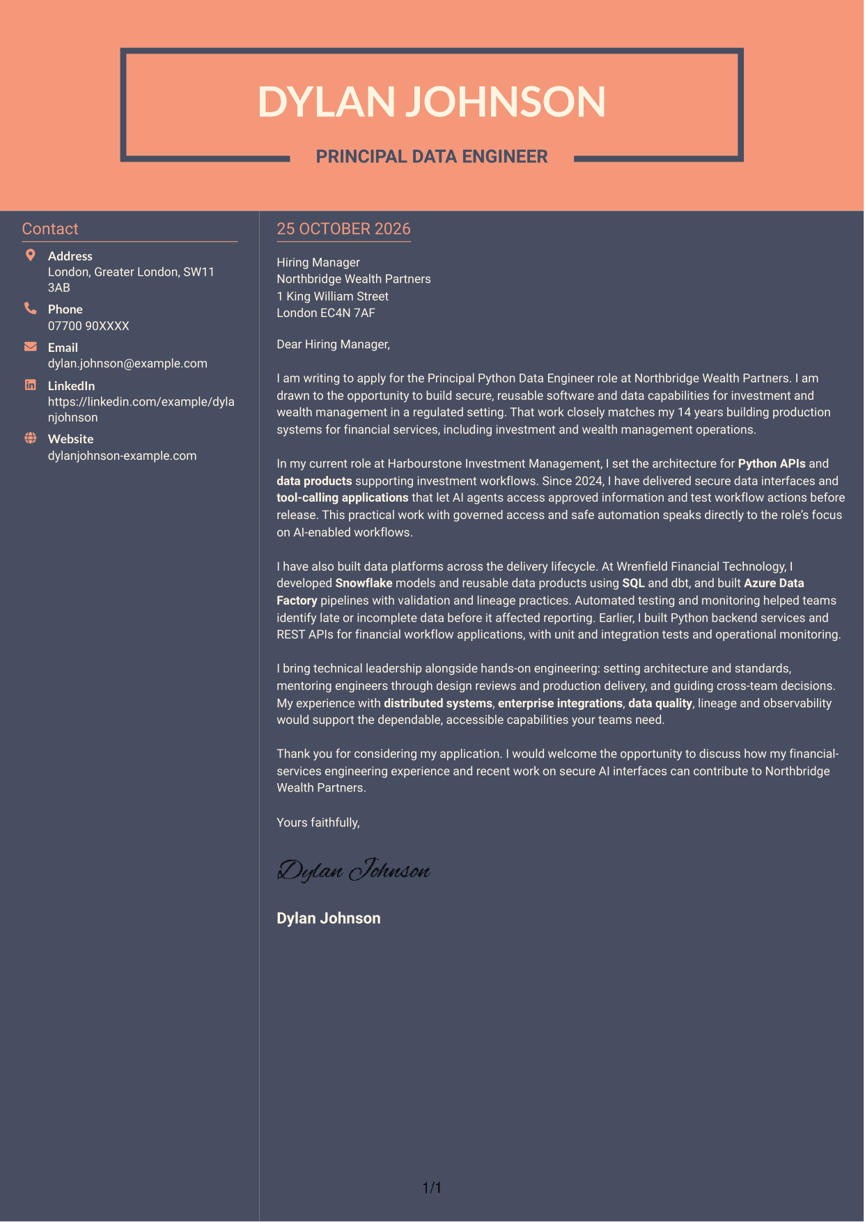Cover letter example — page 1