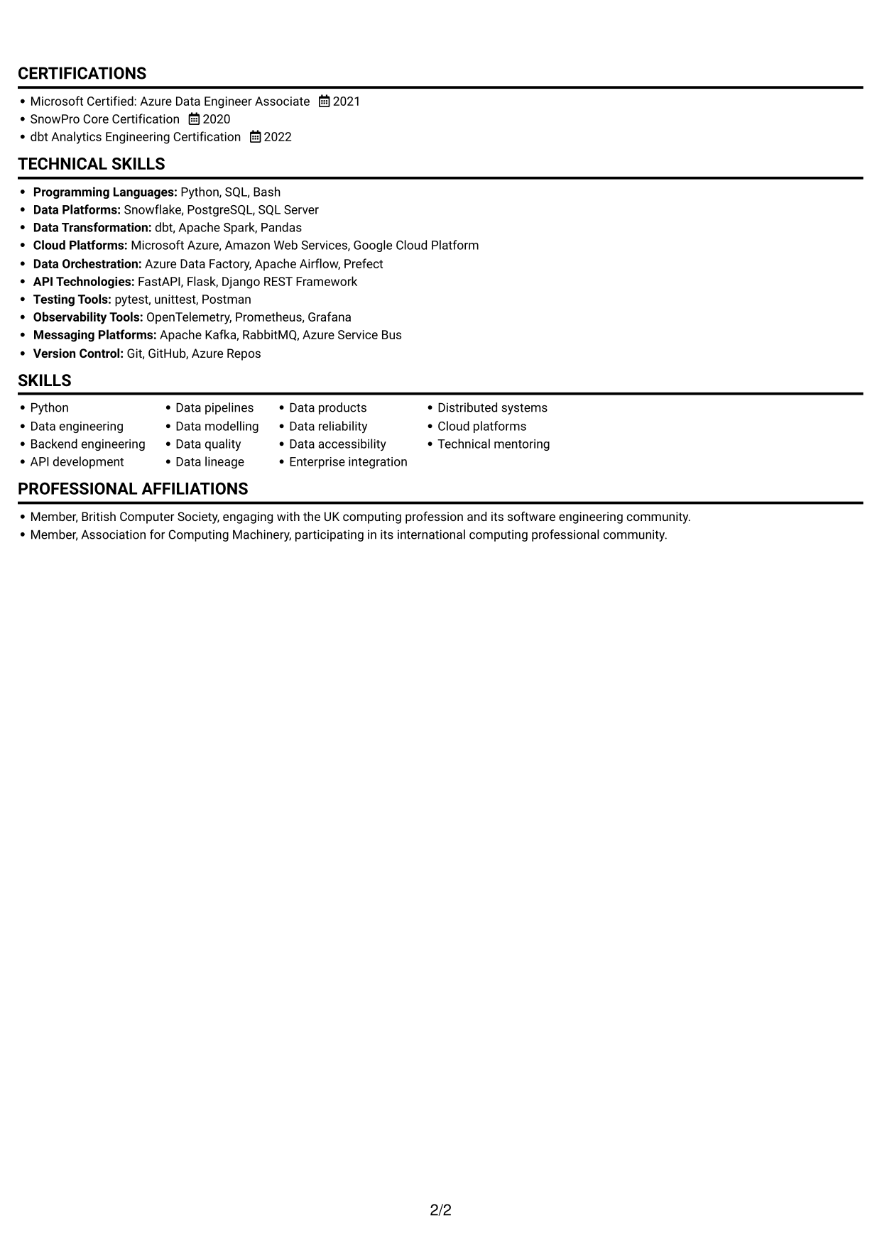 CV example — page 2