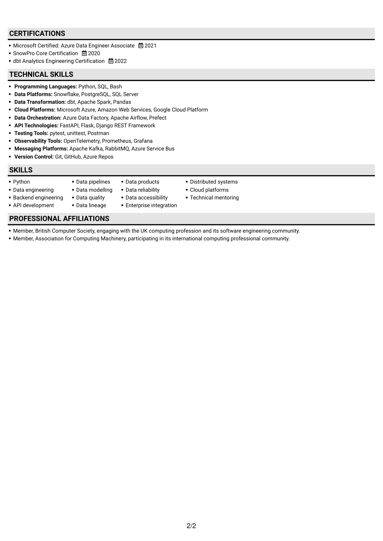 CV example — page 2