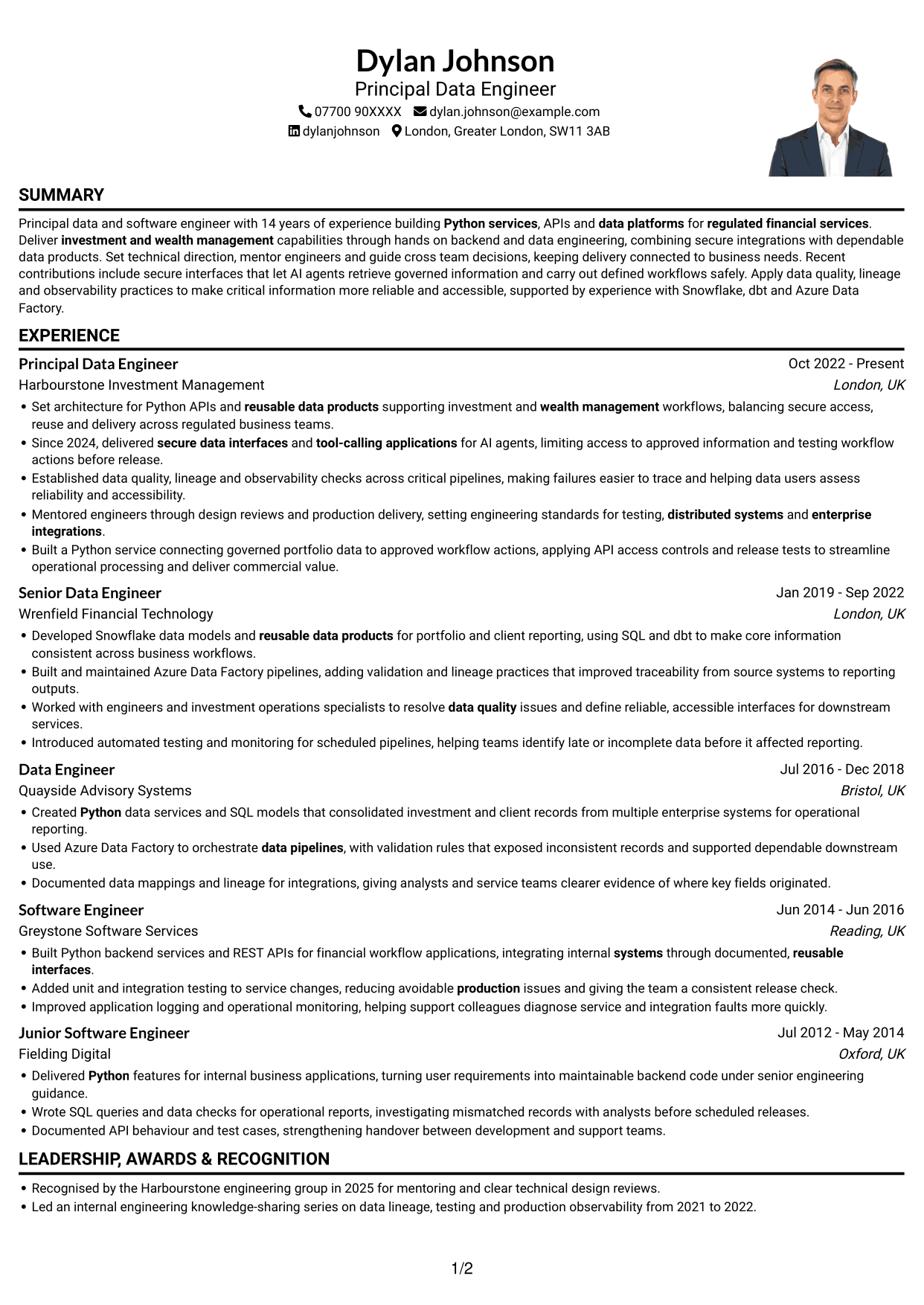 CV example — page 1