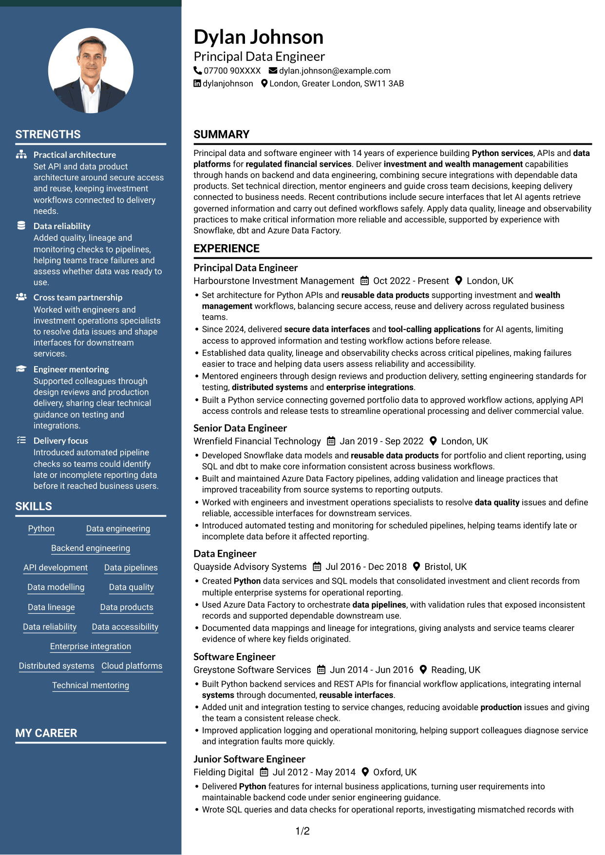 CV example — page 1