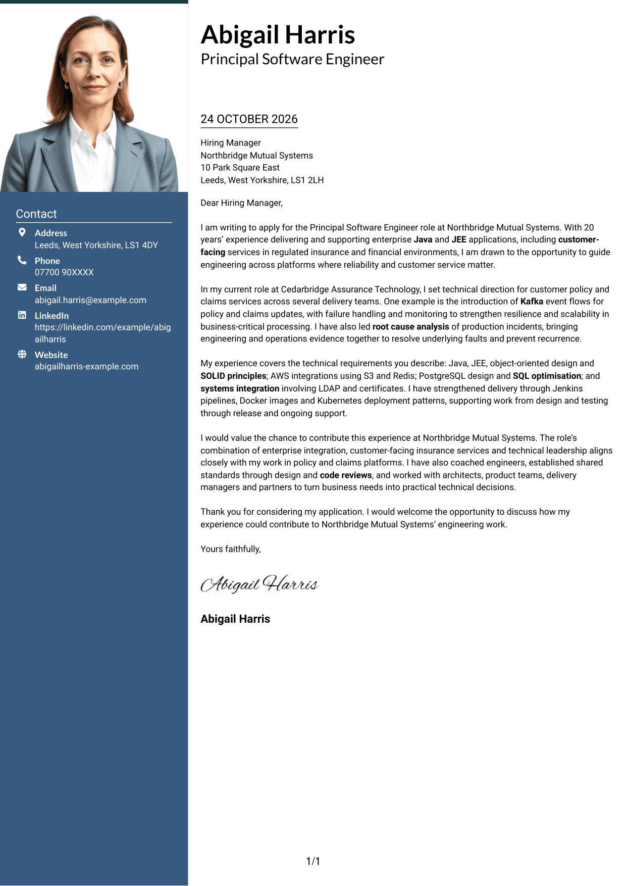 Cover letter example — page 1