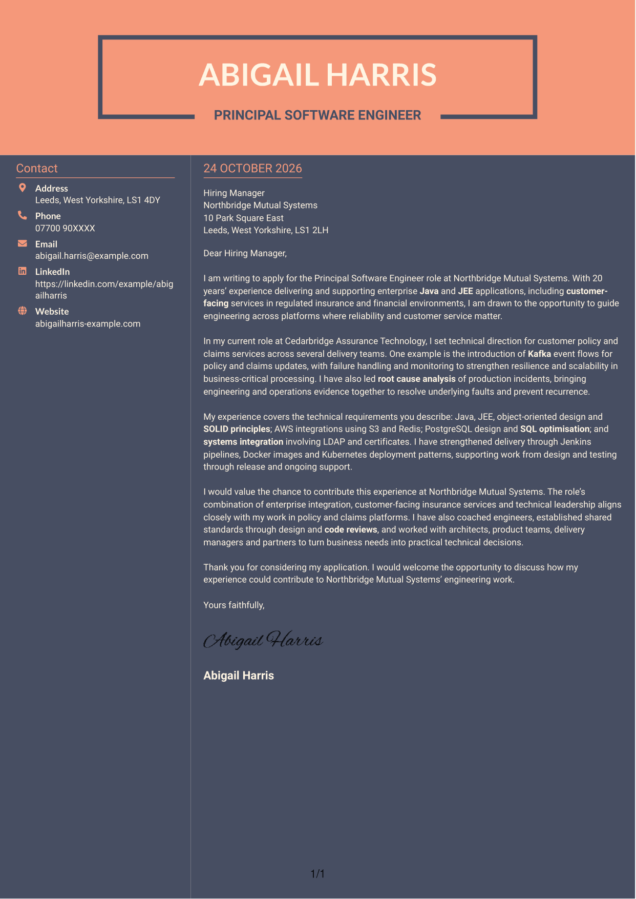 Cover letter example — page 1