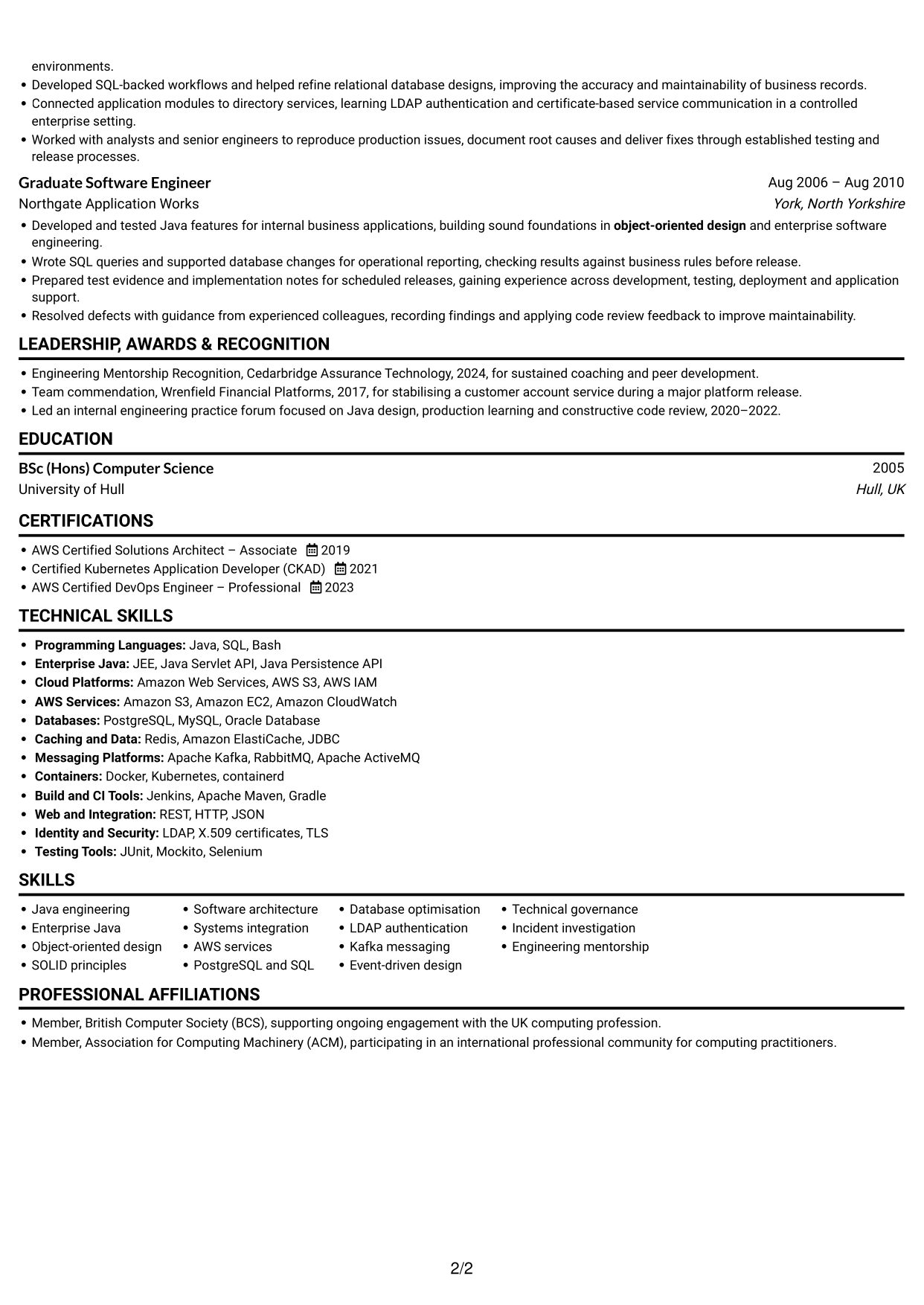 CV example — page 2