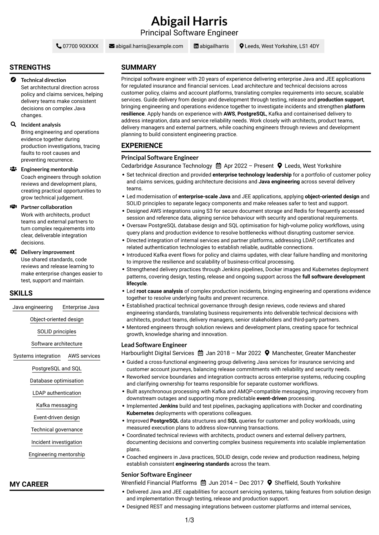 CV example — page 1