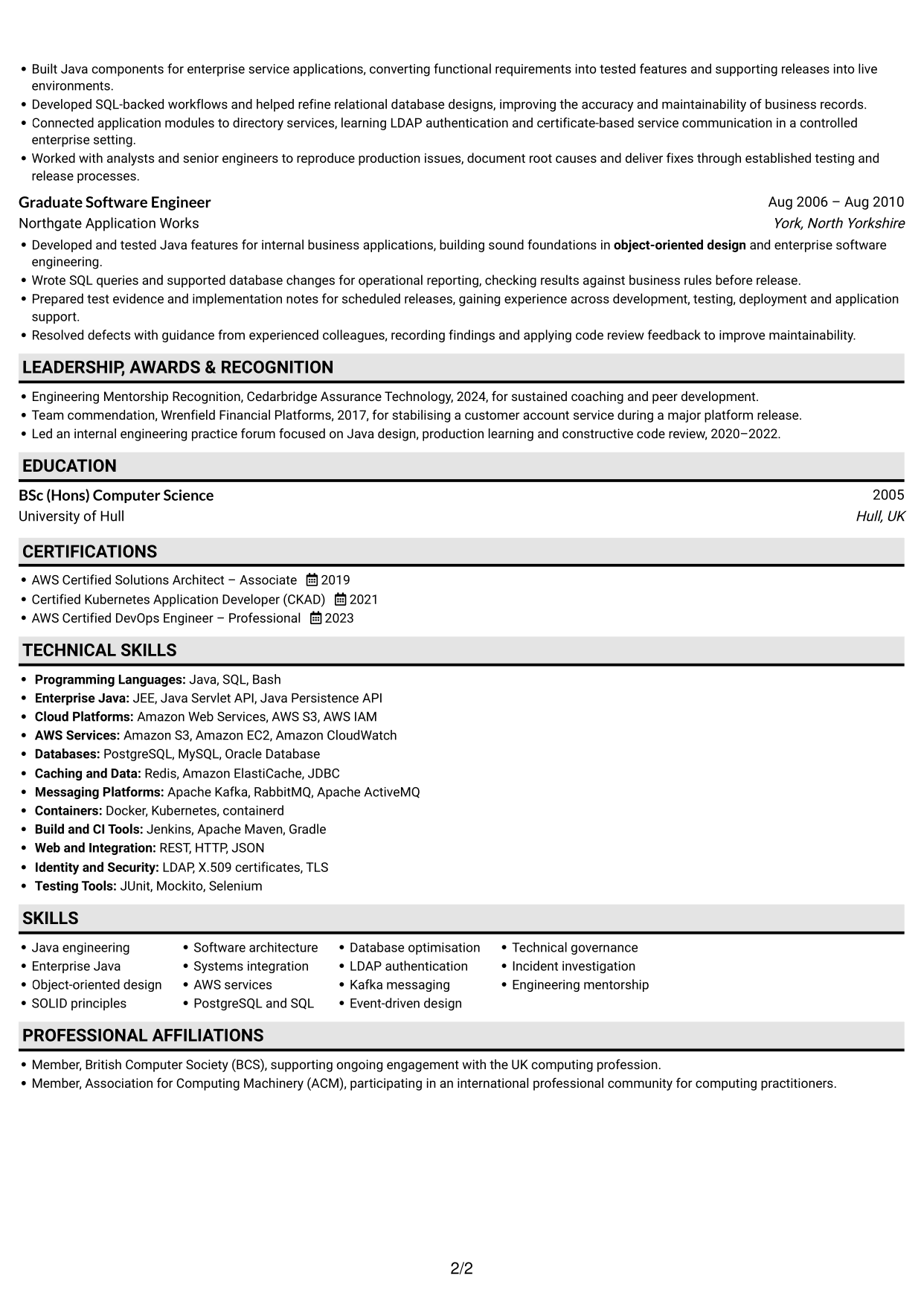 CV example — page 2