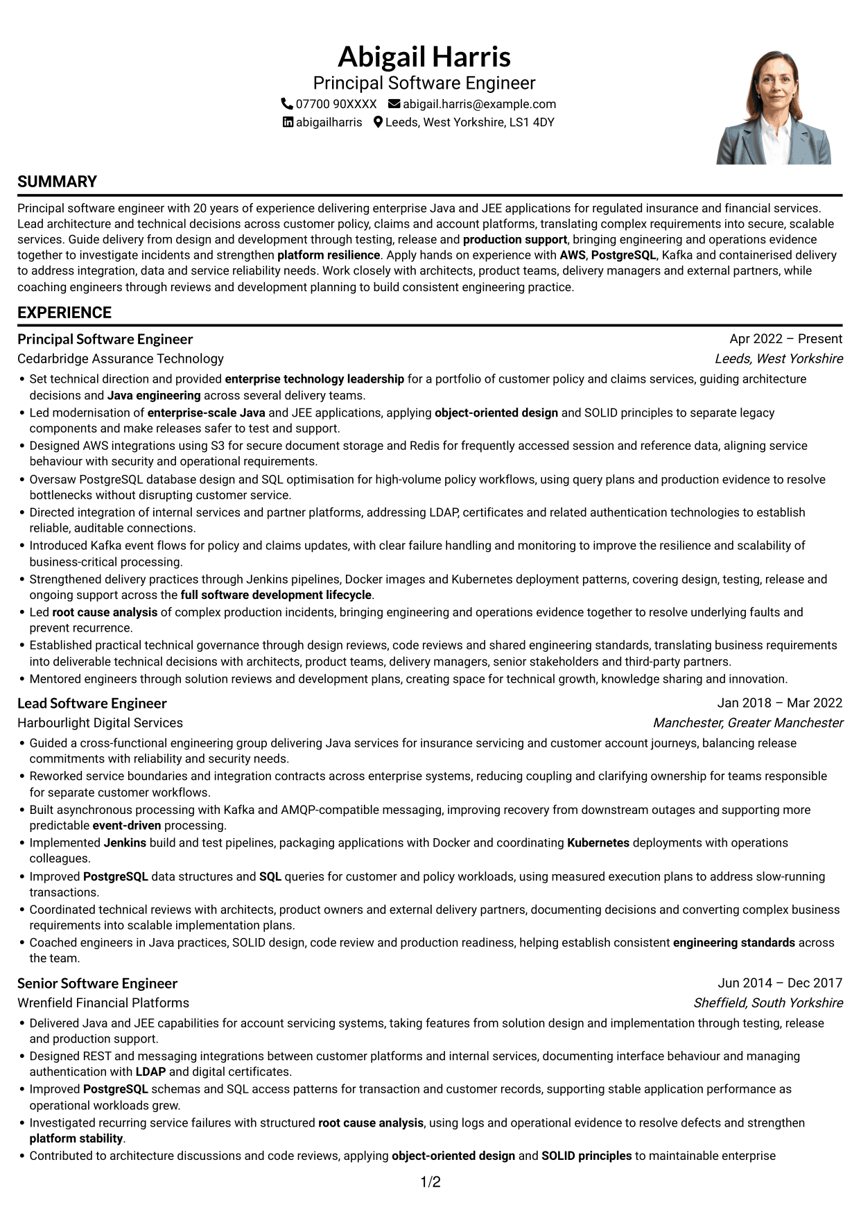 CV example — page 1
