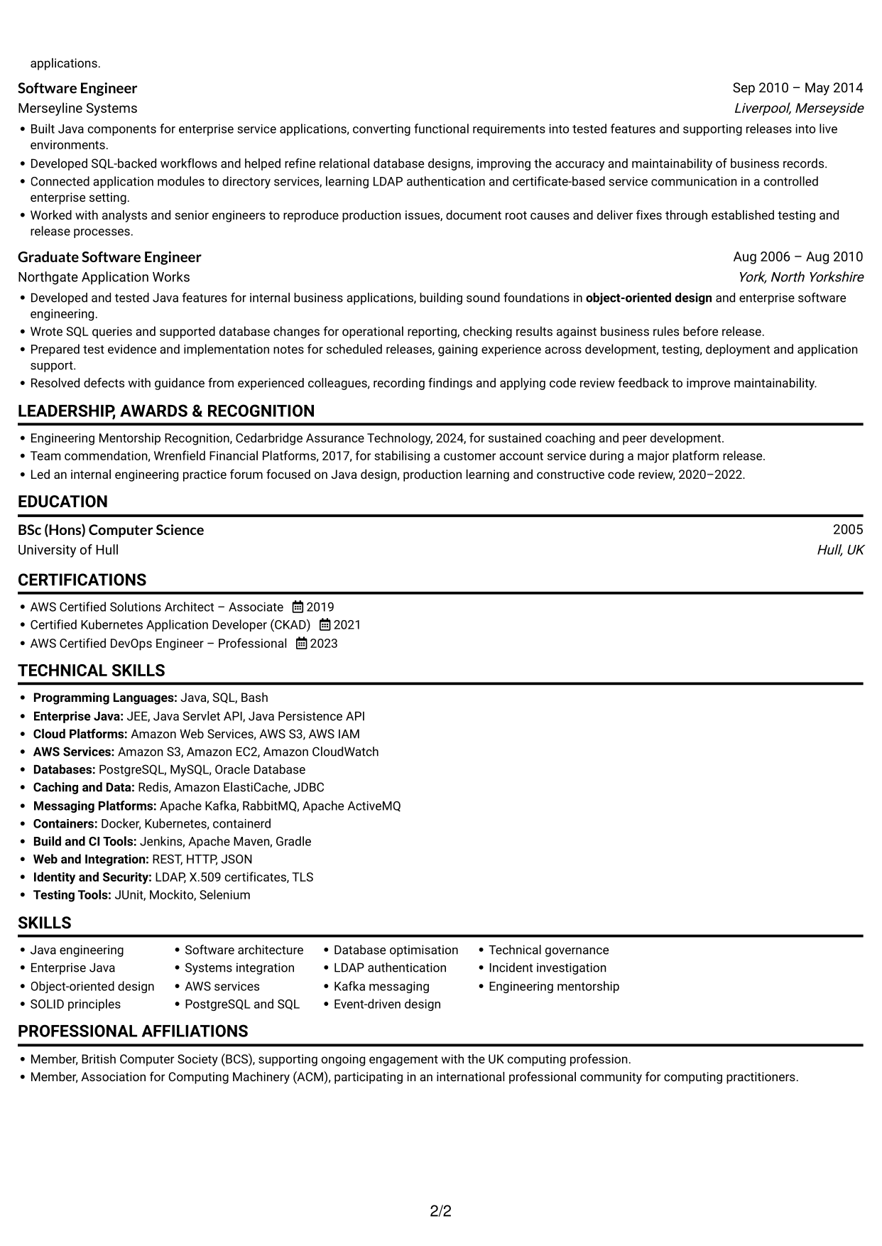 CV example — page 2