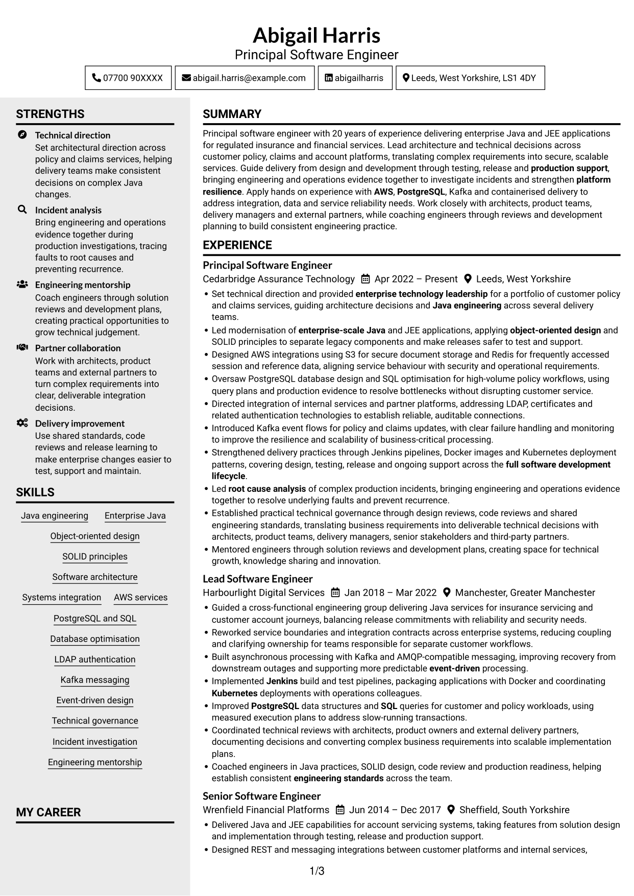 CV example — page 1