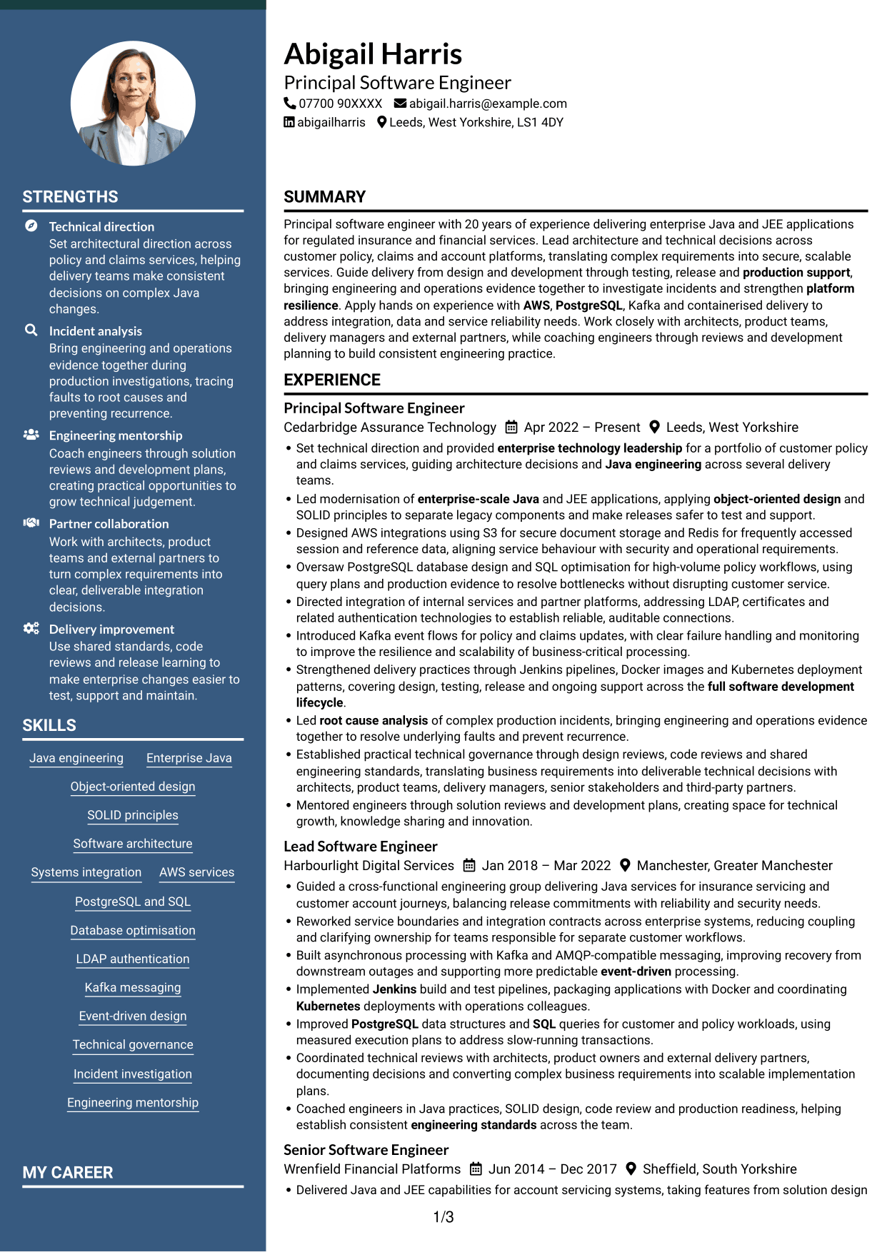 CV example — page 1