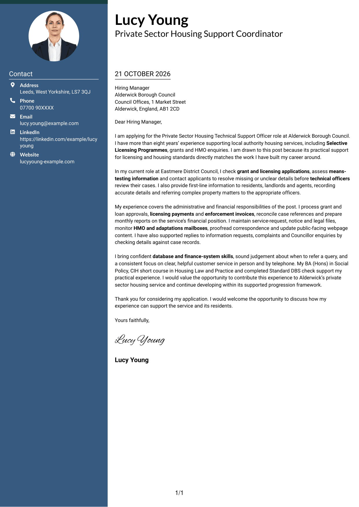 Cover letter example — page 1