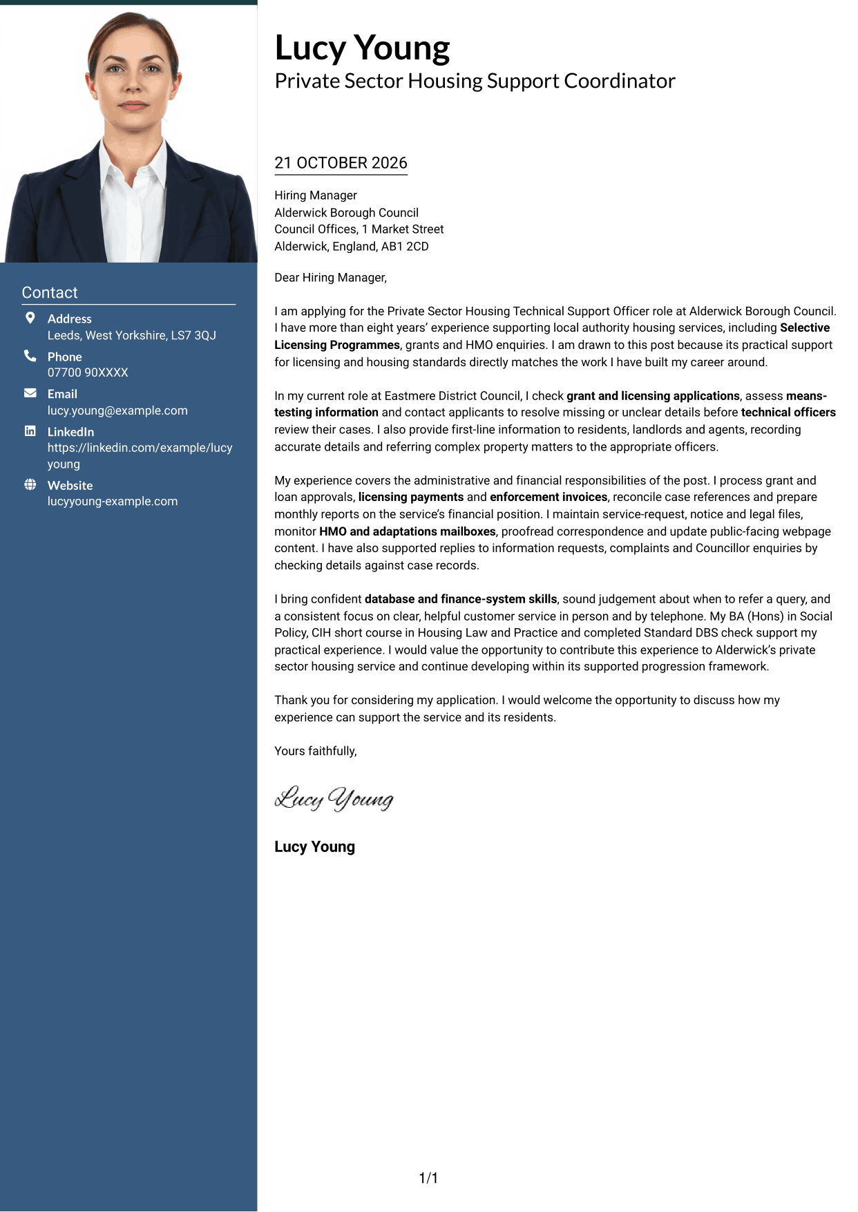Cover letter example — page 1