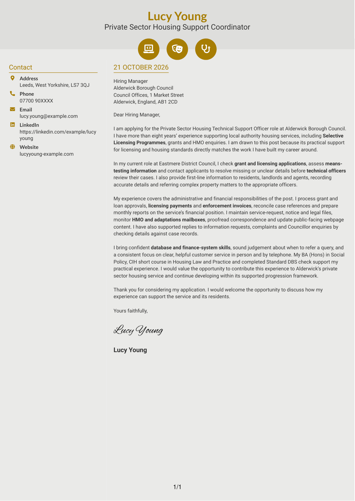 Cover letter example — page 1