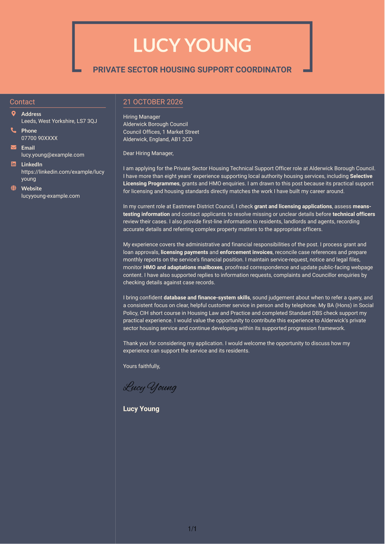 Cover letter example — page 1