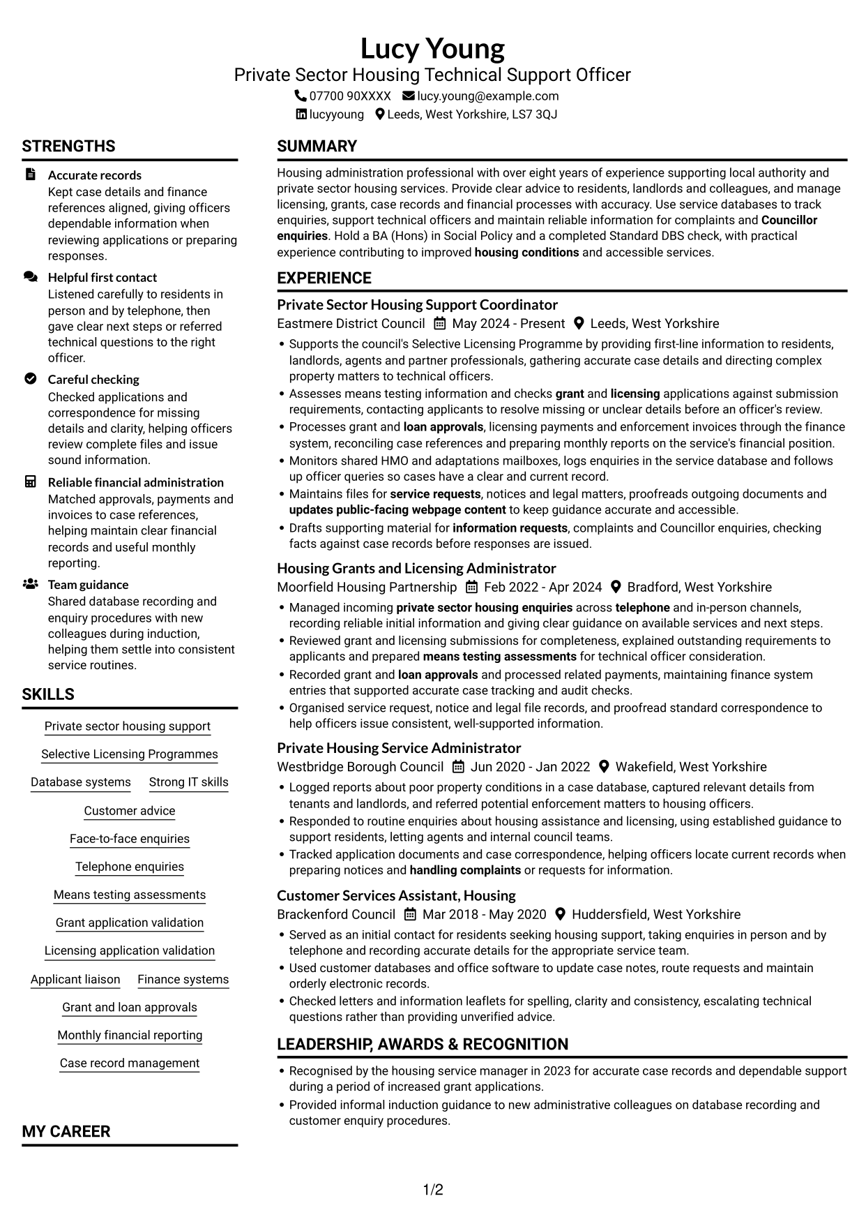 CV example — page 1