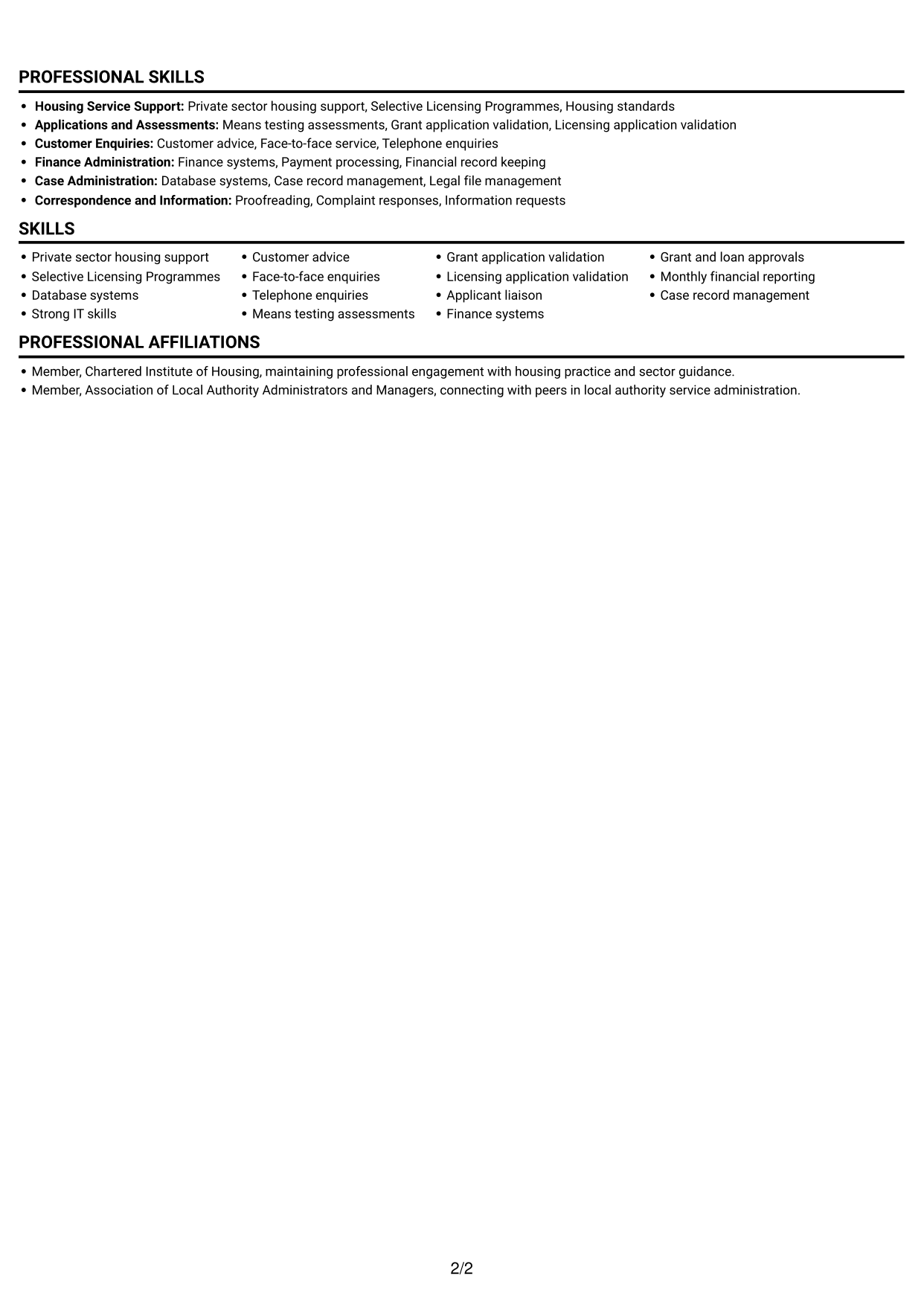 CV example — page 2