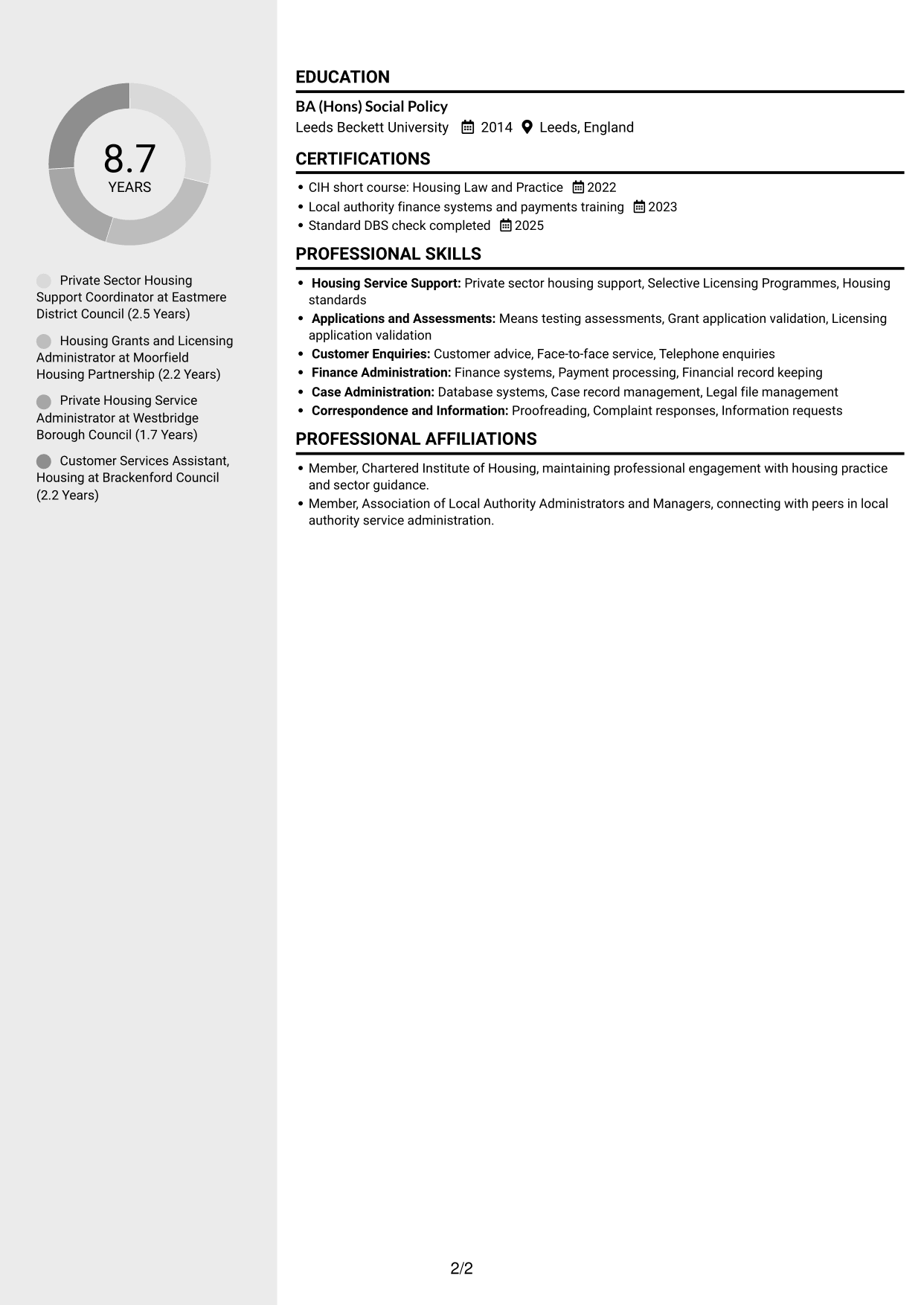 CV example — page 2
