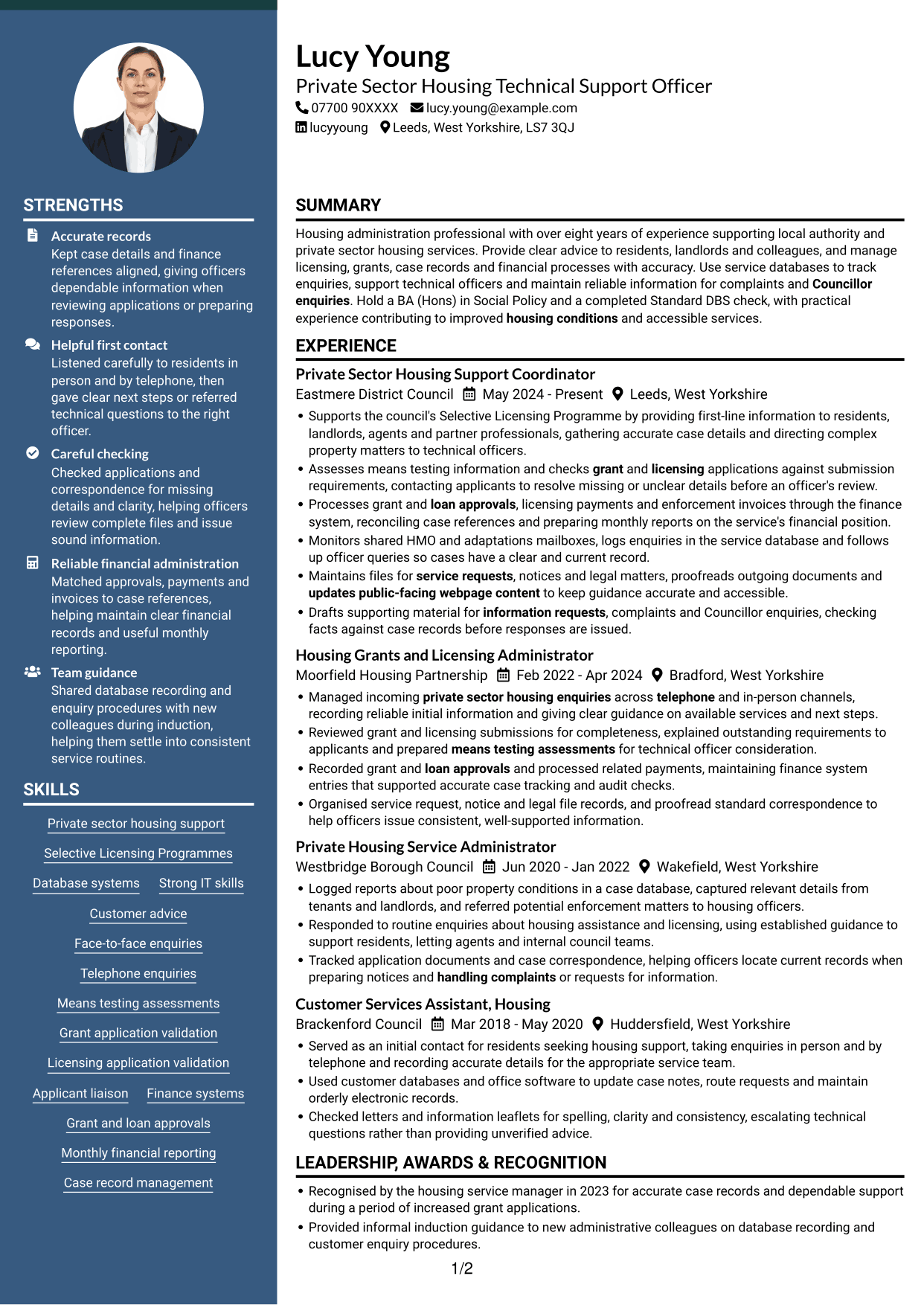 CV example — page 1