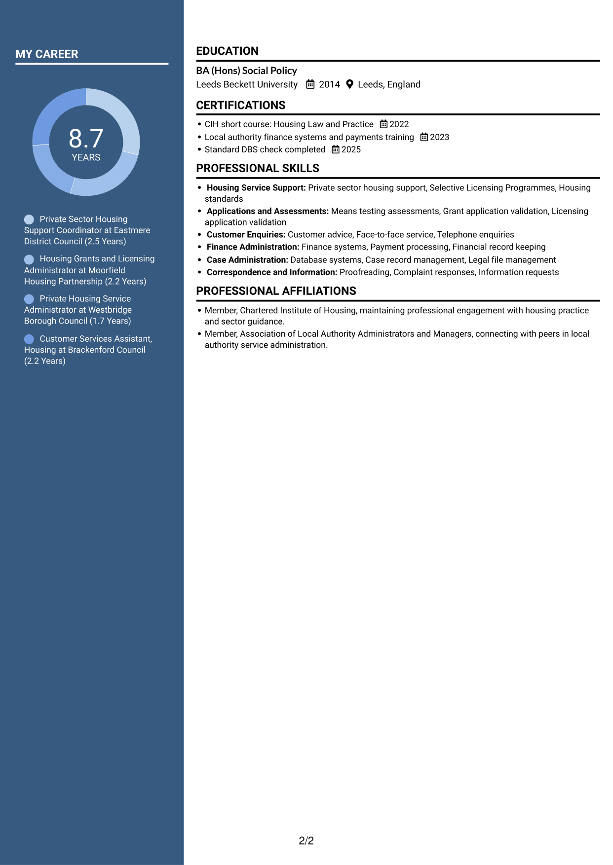 CV example — page 2