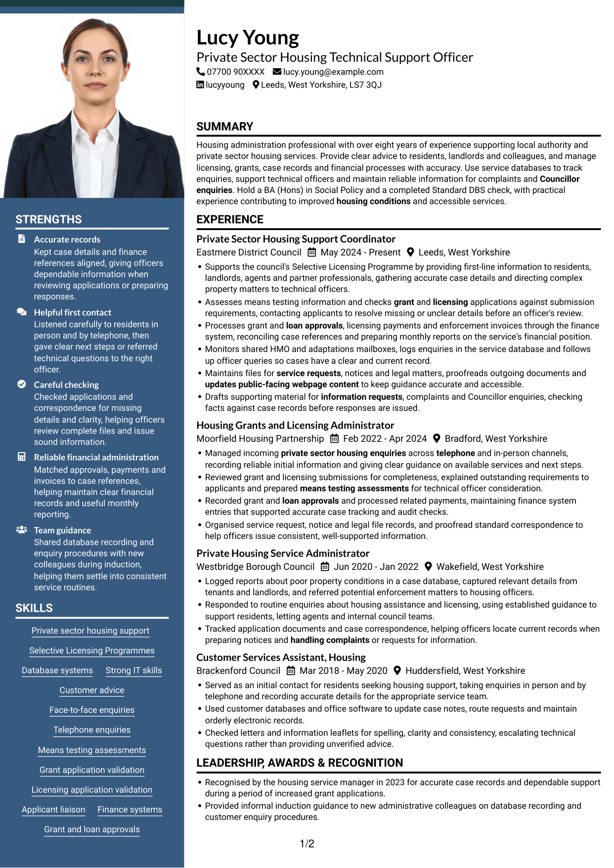 CV example — page 1