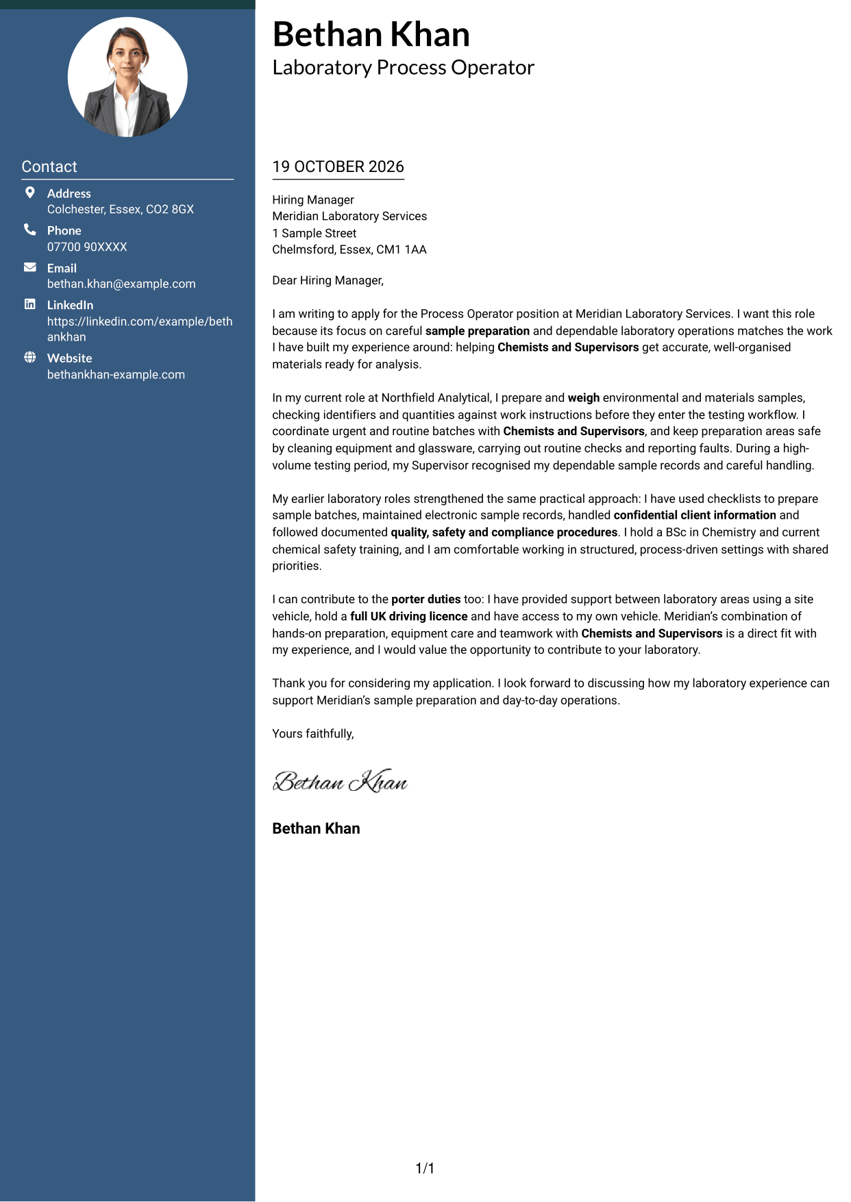 Cover letter example — page 1