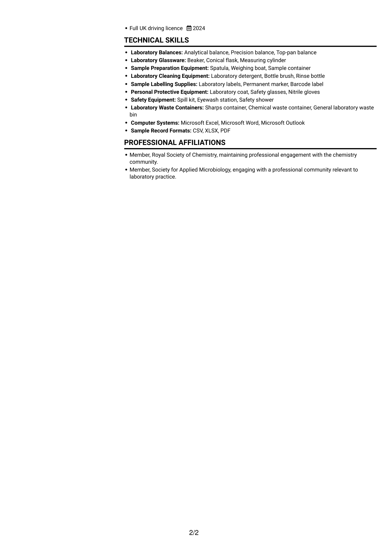 CV example — page 2