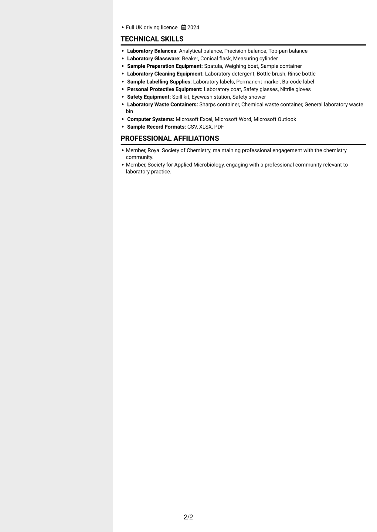 CV example — page 2