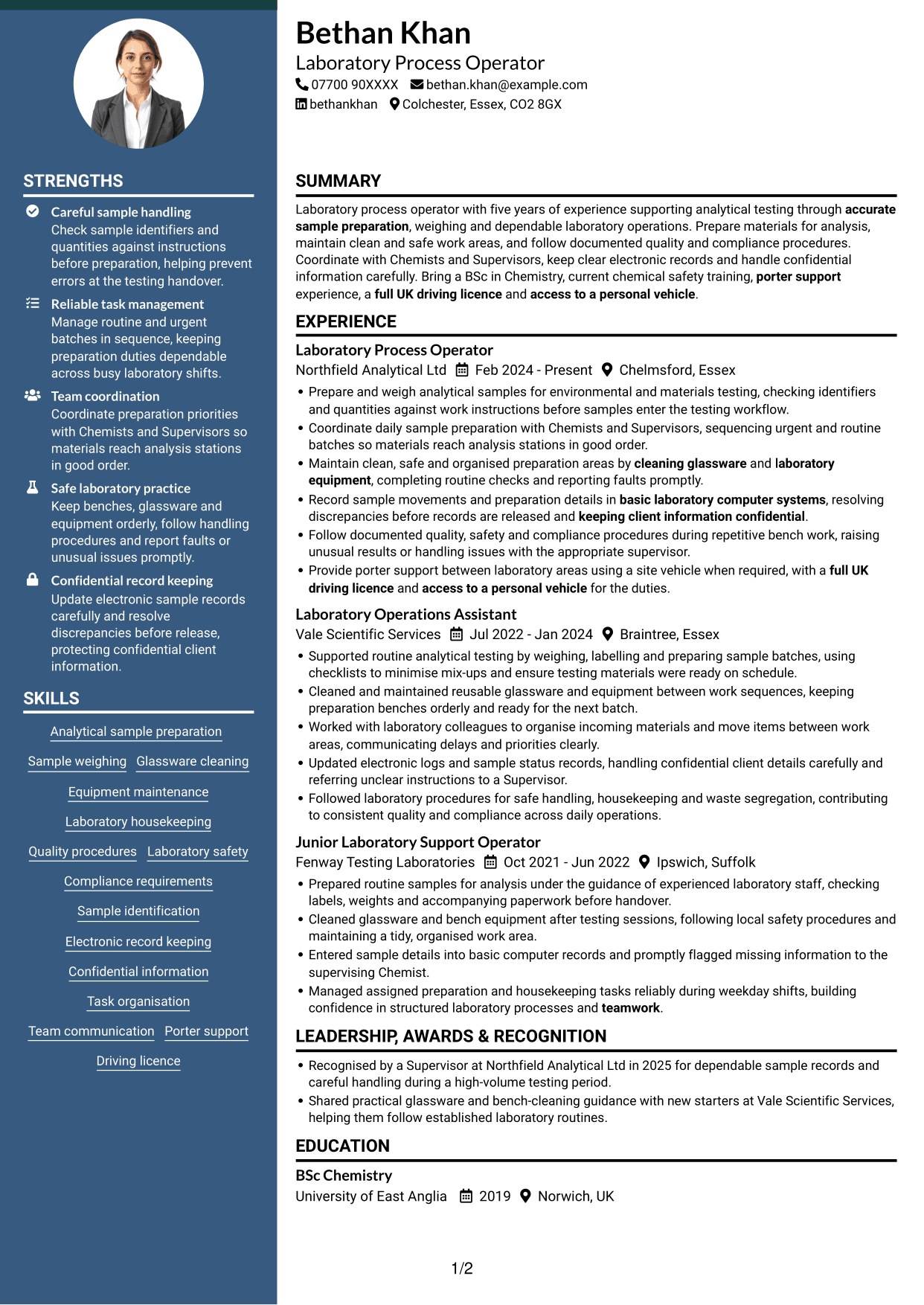 CV example — page 1