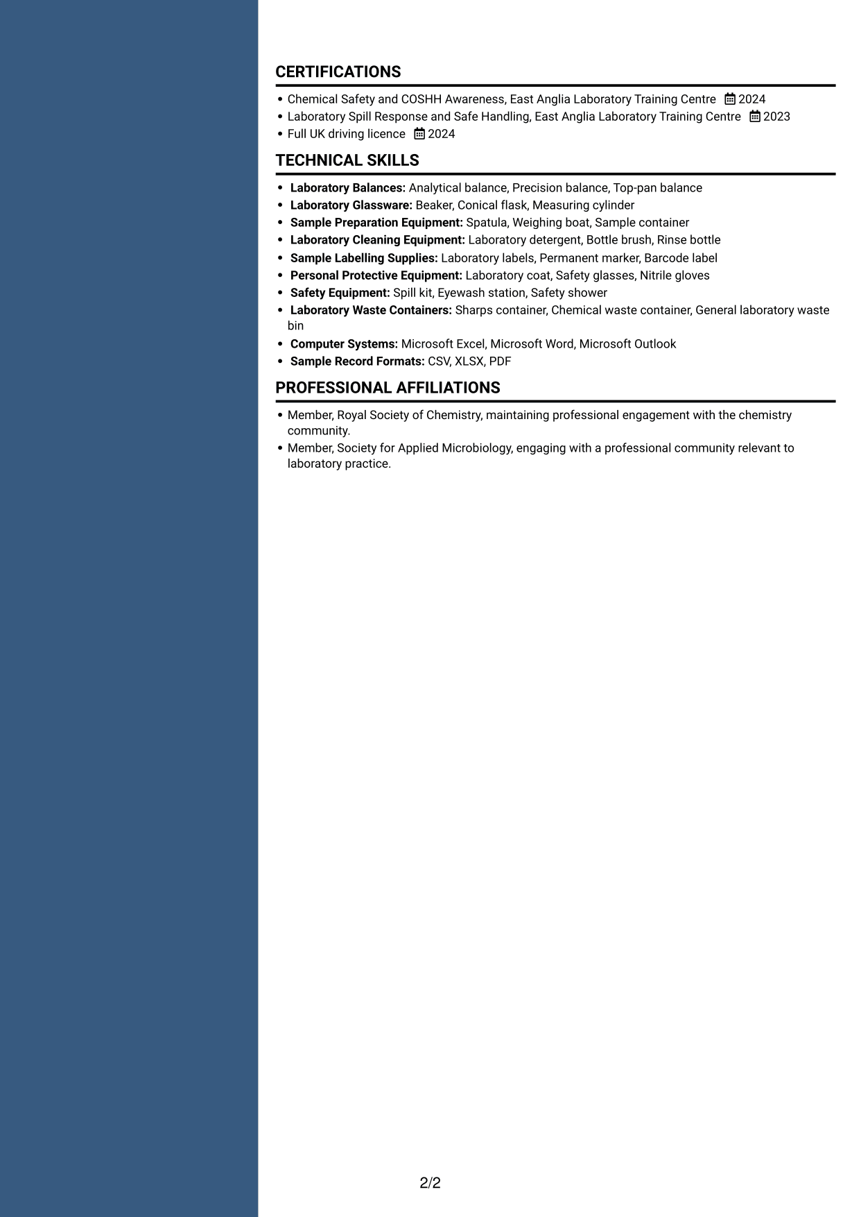CV example — page 2