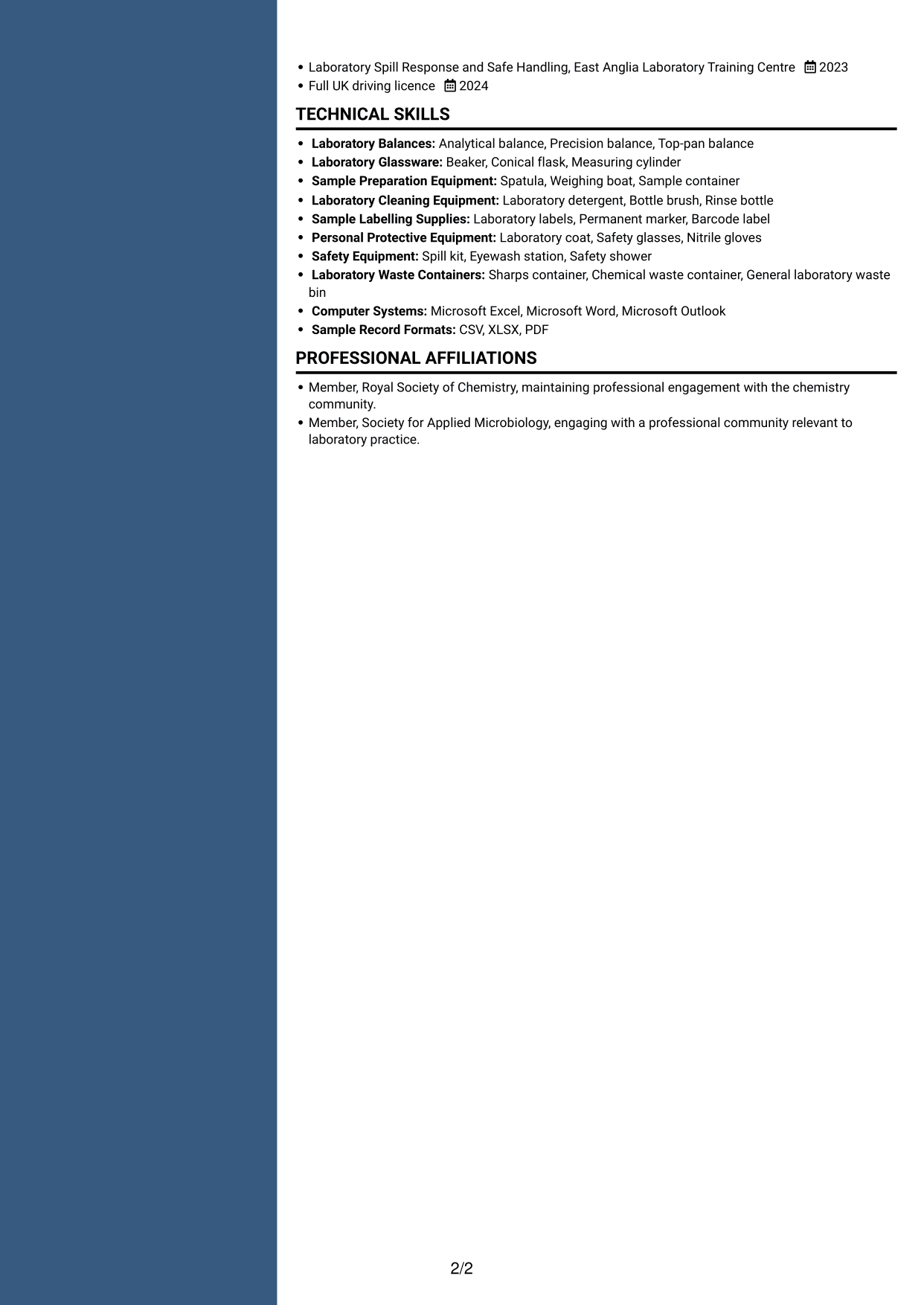 CV example — page 2