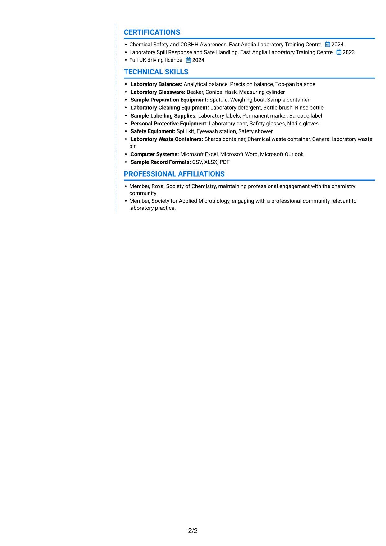 CV example — page 2