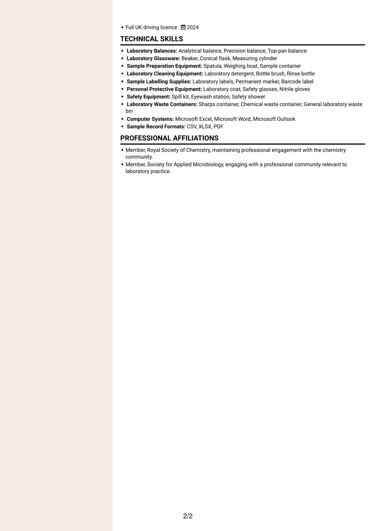 CV example — page 2