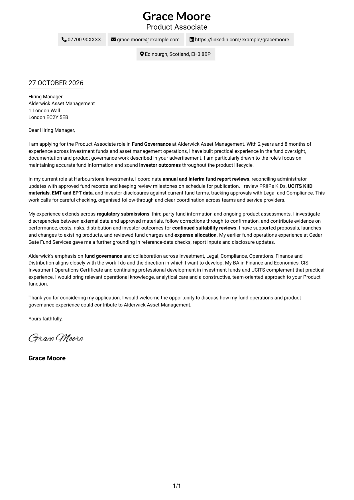 Cover letter example — page 1