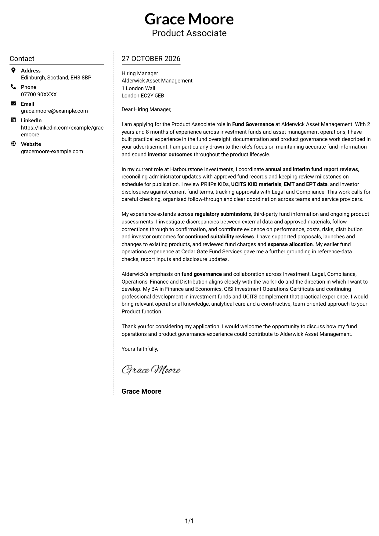 Cover letter example — page 1