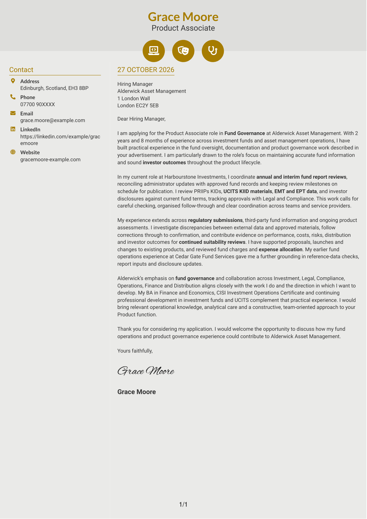 Cover letter example — page 1