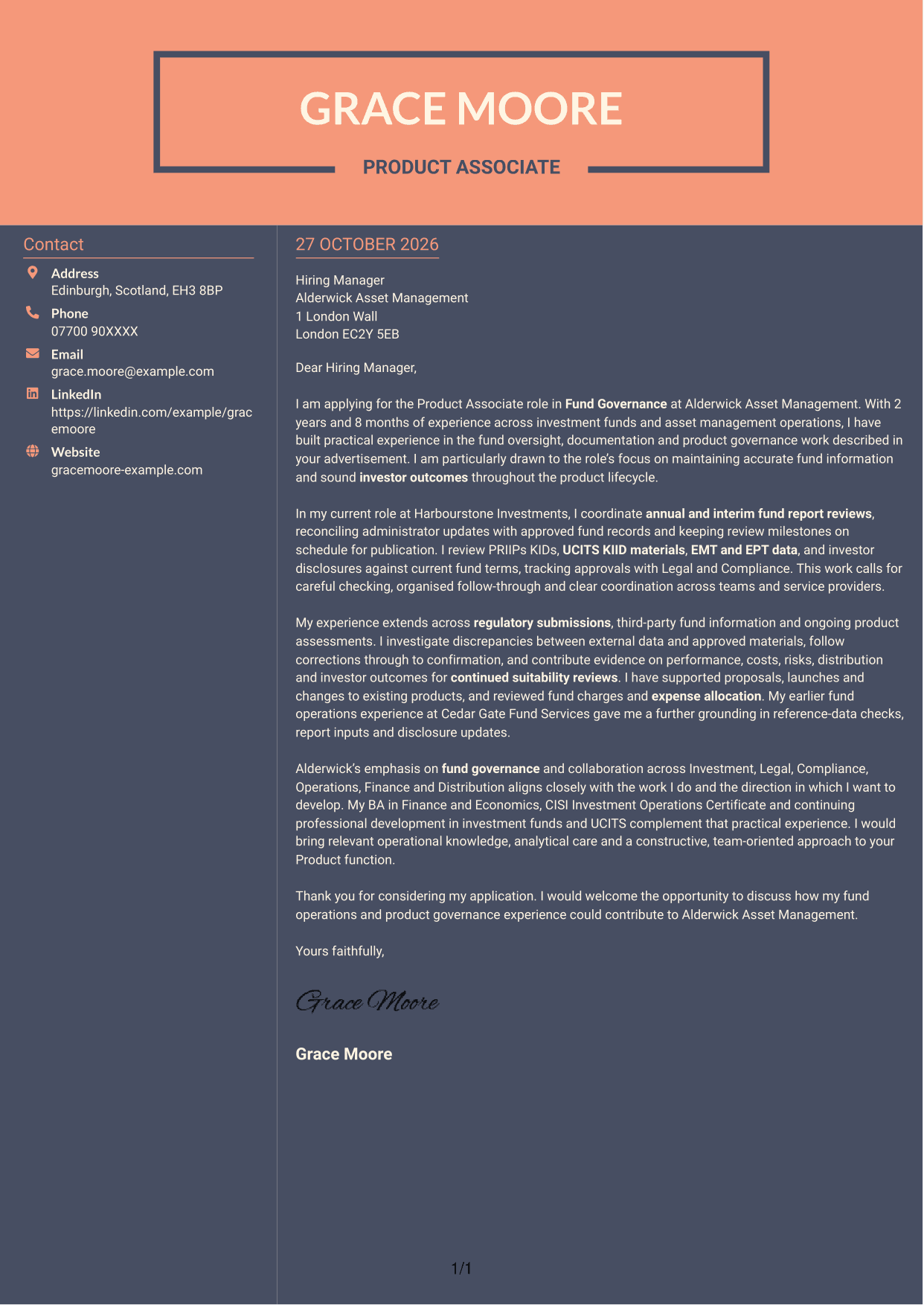 Cover letter example — page 1
