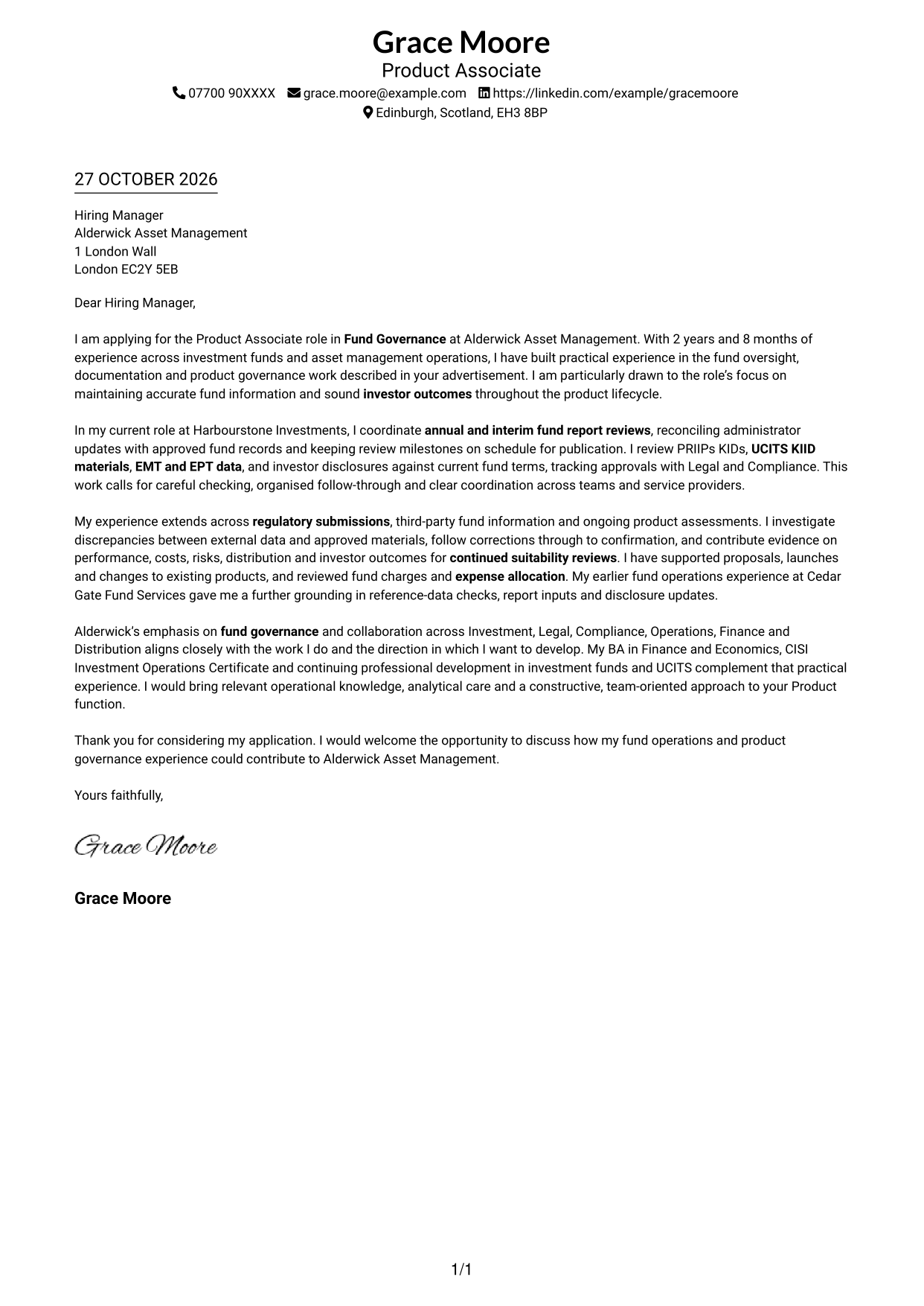 Cover letter example — page 1