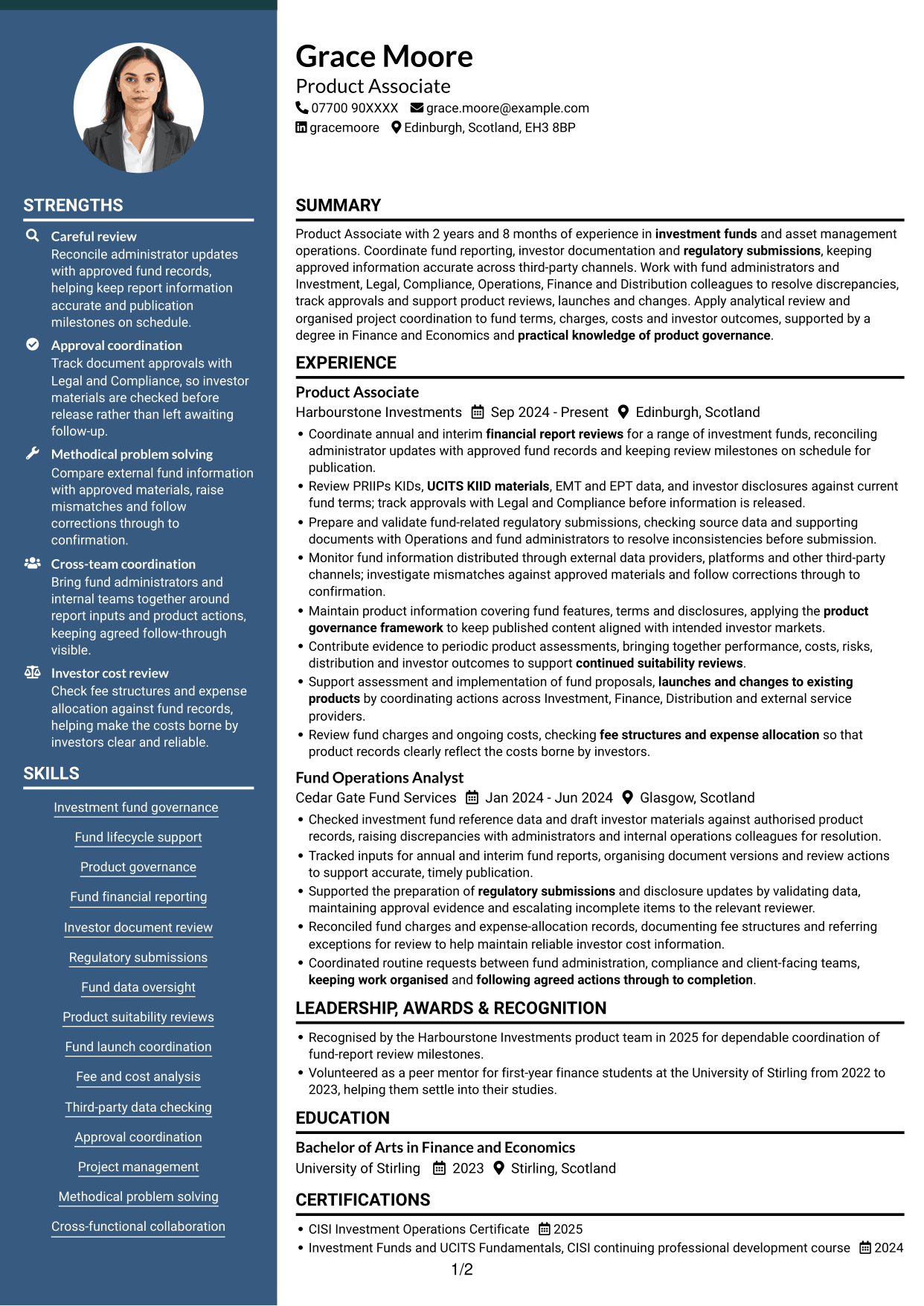 CV example — page 1
