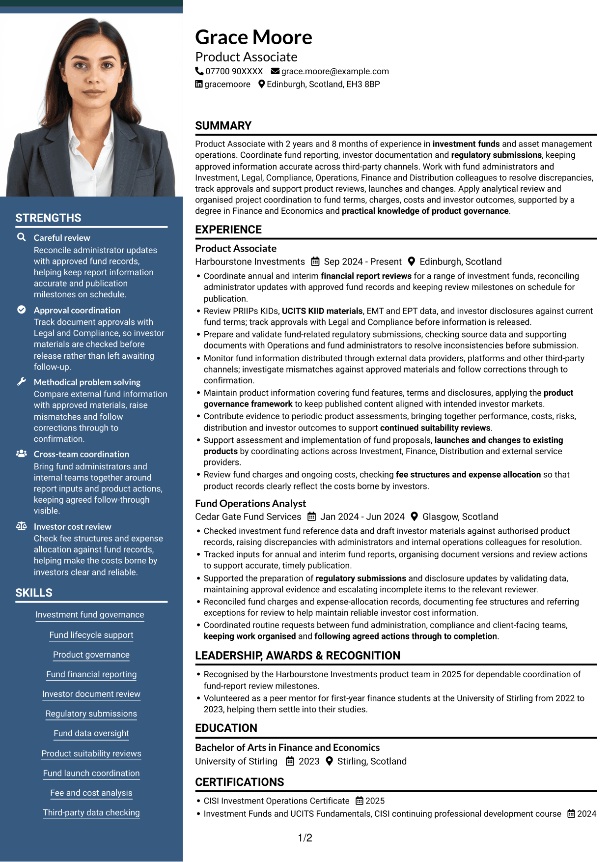 CV example — page 1