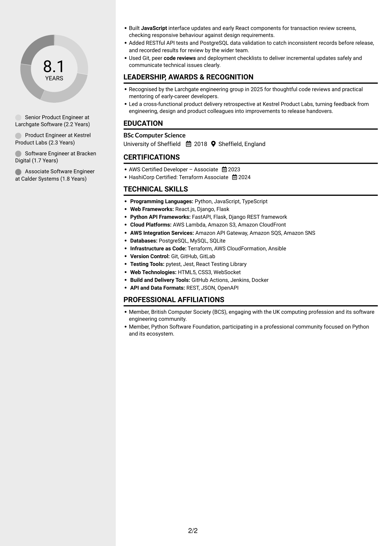 CV example — page 2