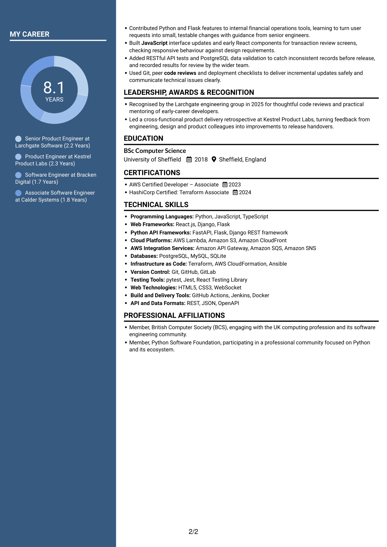 CV example — page 2