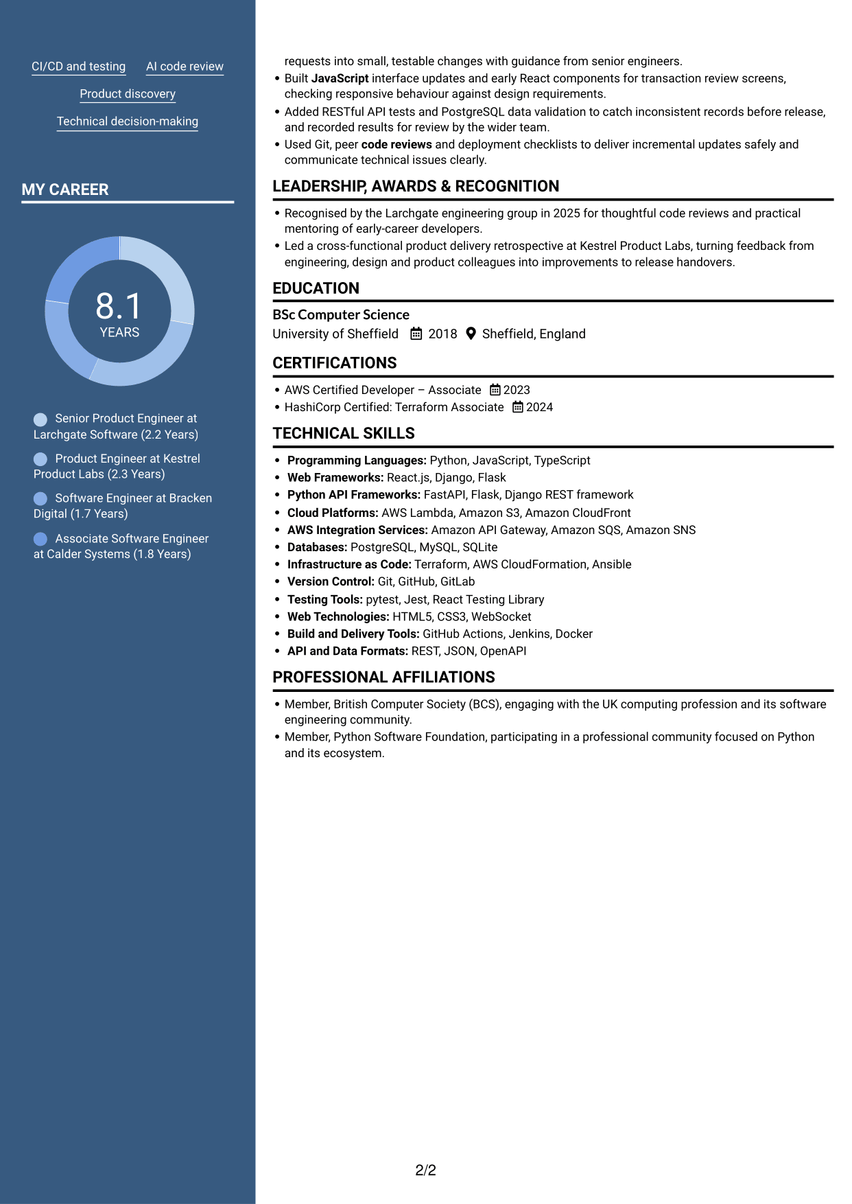CV example — page 2
