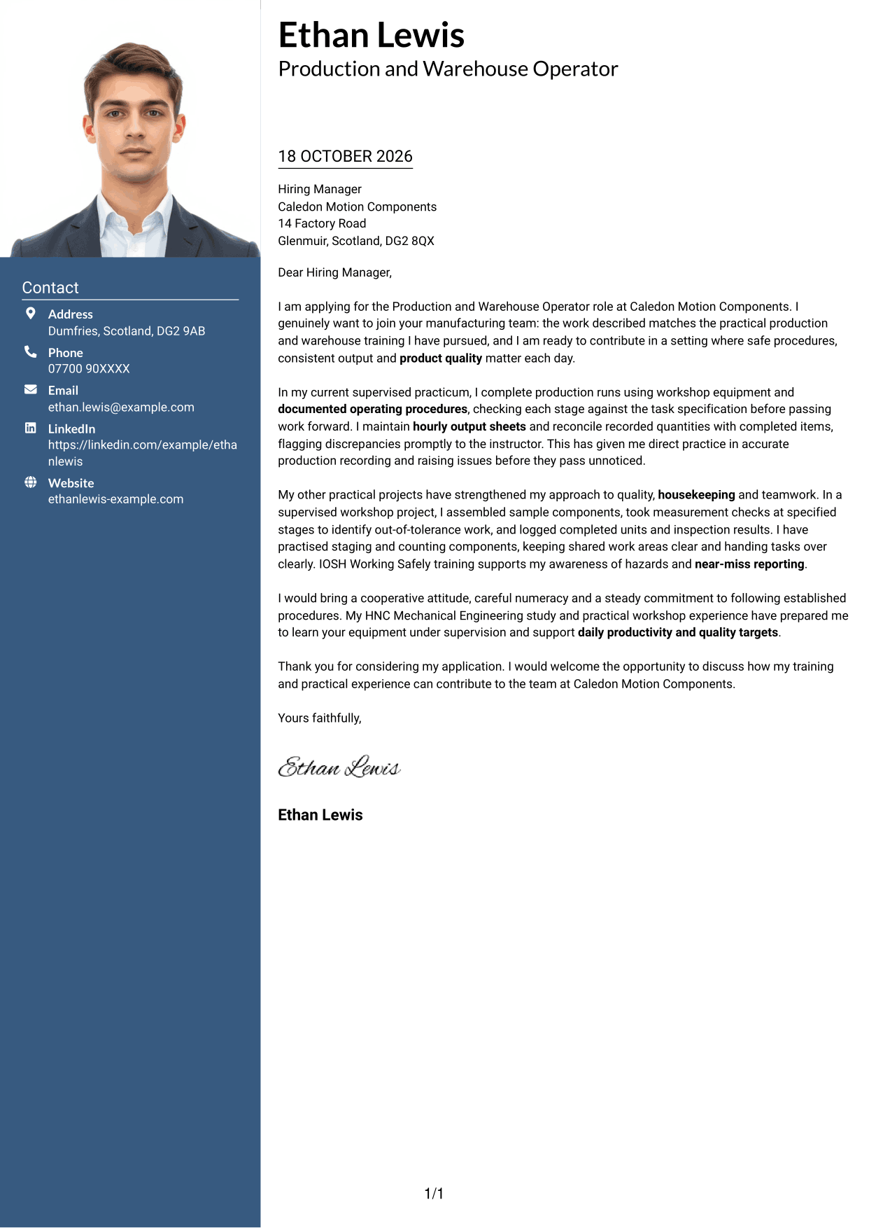 Cover letter example — page 1