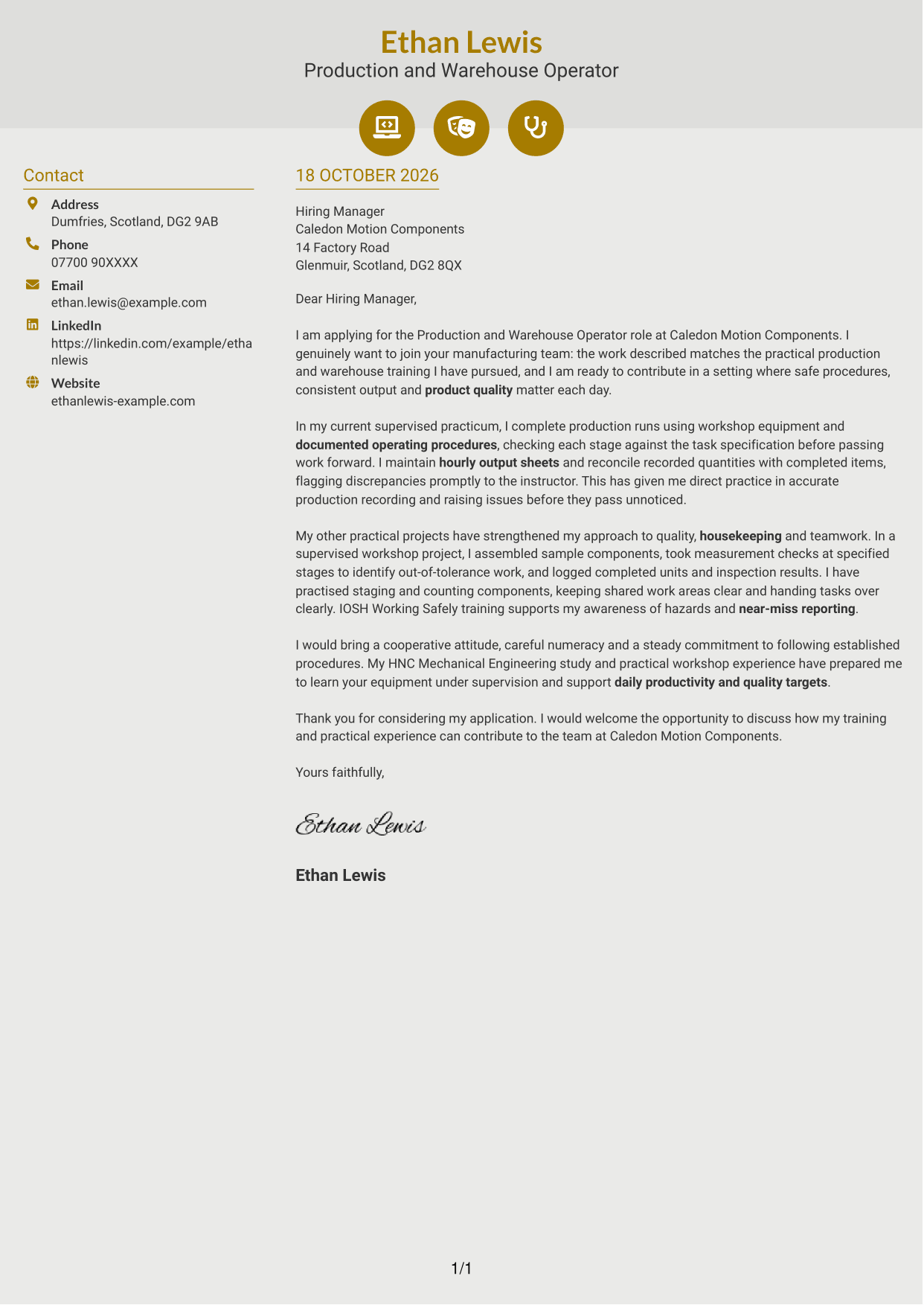 Cover letter example — page 1