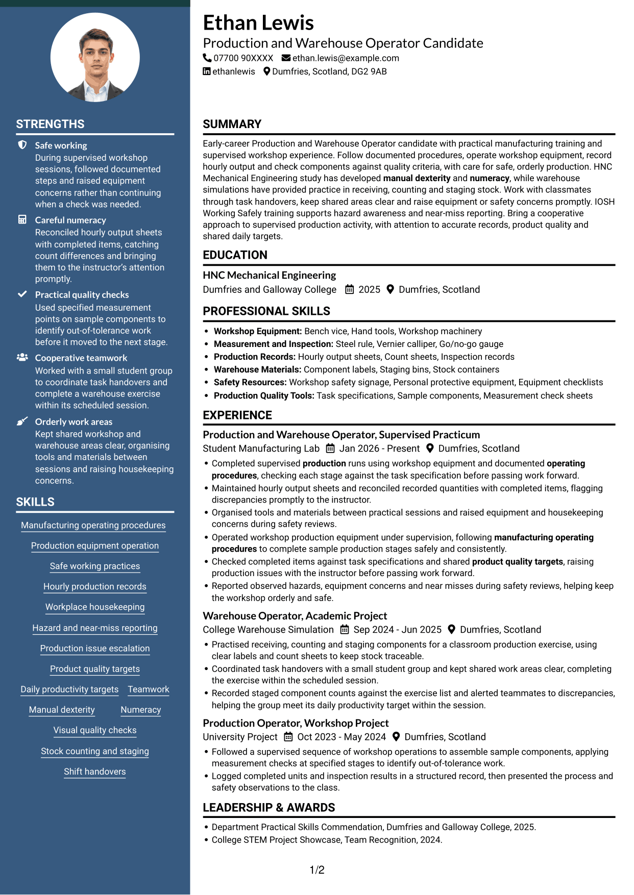 CV example — page 1