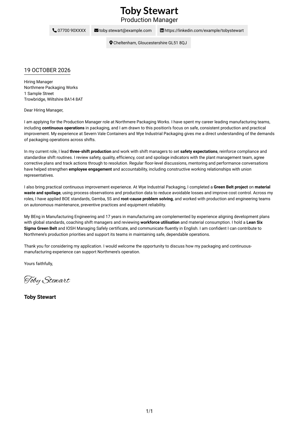 Cover letter example — page 1