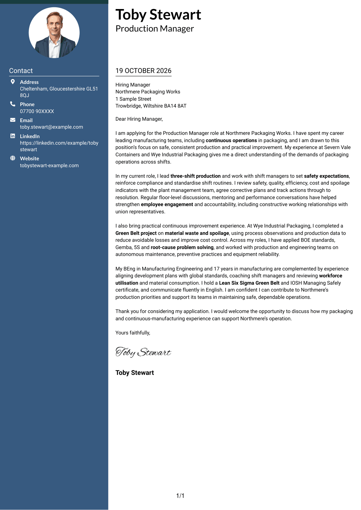 Cover letter example — page 1